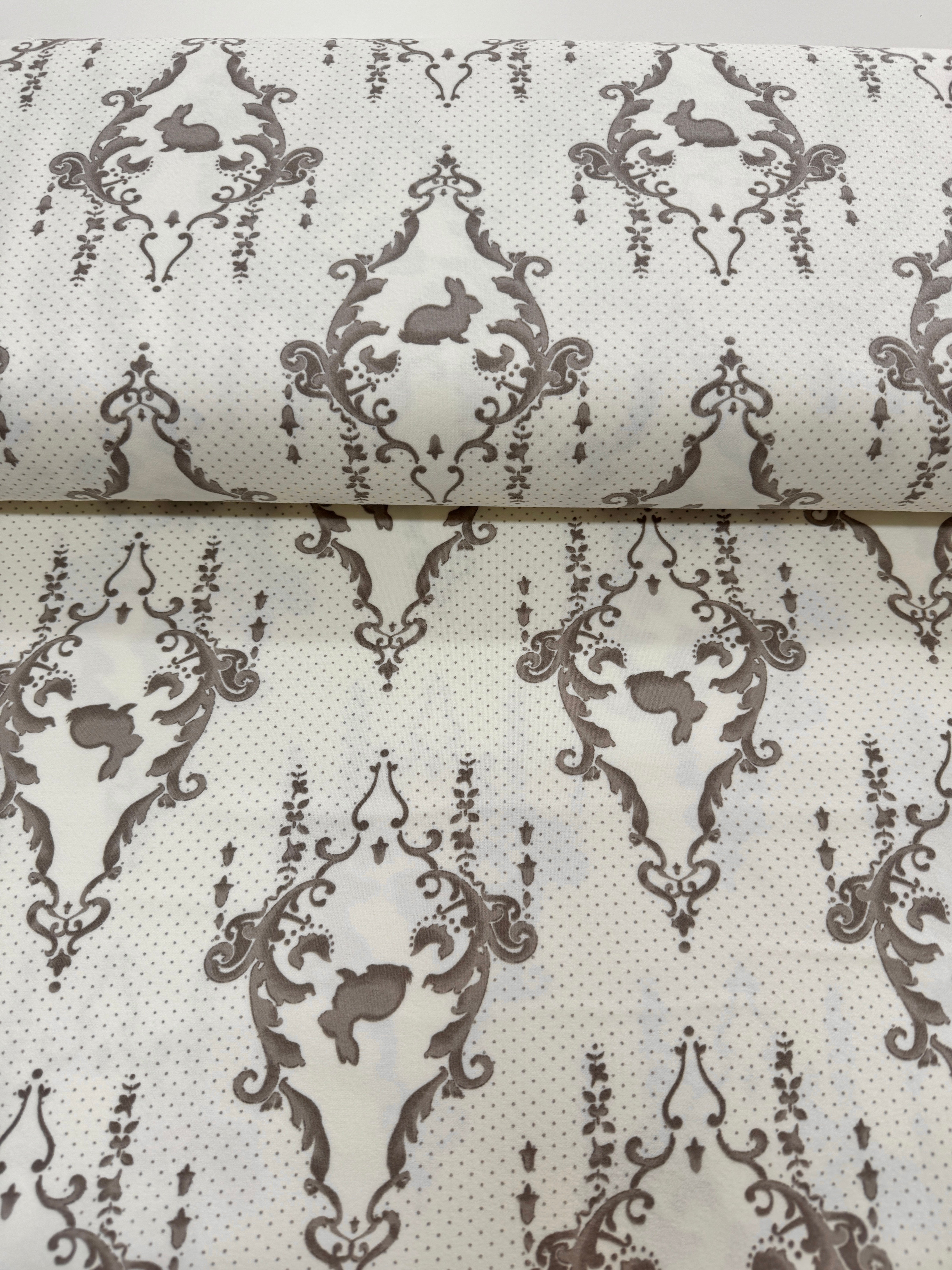 Lily Will Revisited - Cream Gray Flannel Yardage