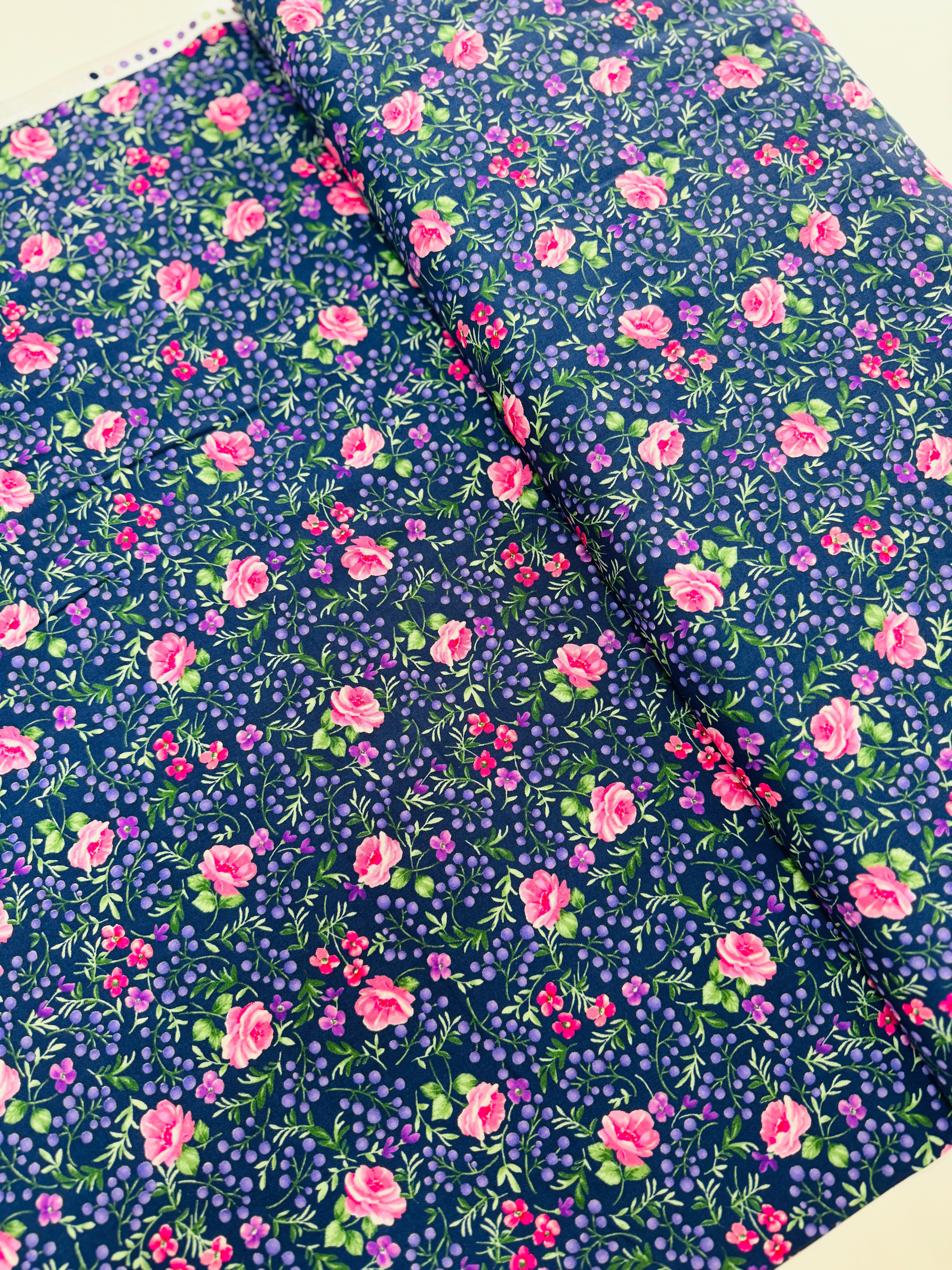 Chelsea - Floral Scatter Light Navy Yardage