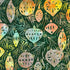 Artisan Batiks – Twinkle Lights Ornaments Hunter Gold Sparkle Batik Fabric by Lunn Studios for Robert Kaufman, hand-dyed cotton fabric with hunter green ornaments and golden sparkle.