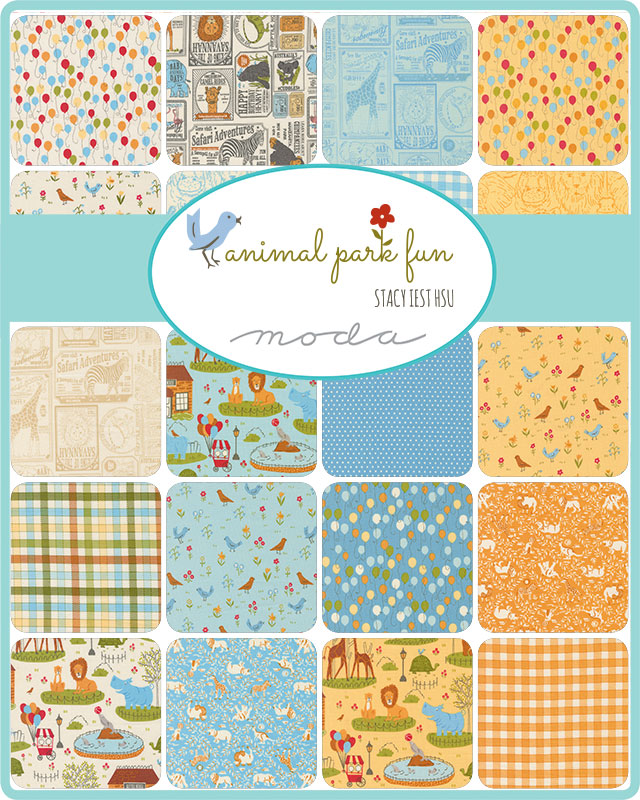 Animal Park Fun charm pack with zoo animal prints Moda fabric squares