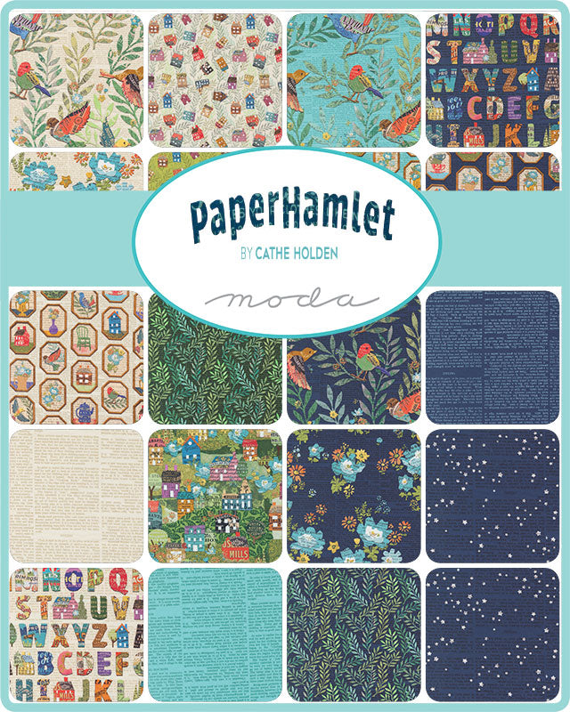 Paper Hamlet Charm Pack by Cathe Holden for Moda Fabrics vintage typography quilting cotton precut squares