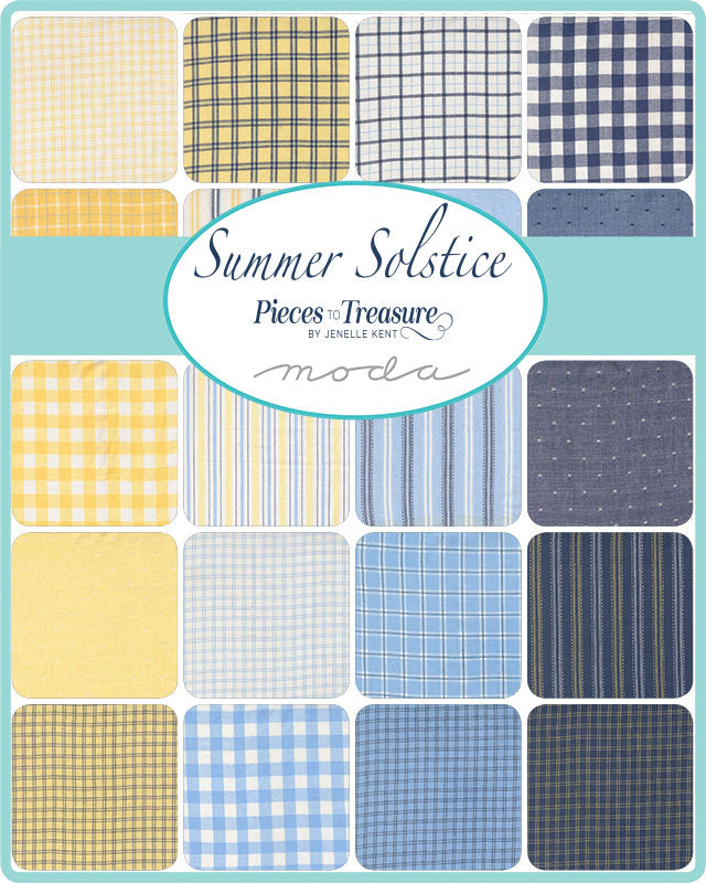 Moda layer cake yellow blue woven plaid gingham fabric squares