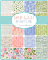 Charm Pack featuring watercolor floral prints from the Sweet Cecily collection by Janet Clare for Moda Fabrics.