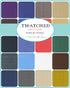 Thatched New Colors Charm Pack by Robin Pickens for Moda Fabrics featuring 42 coordinated 5-inch cotton fabric squares with linen-inspired textured prints in vibrant blues, reds, greens, purples, and neutral shades for quilting and sewing.