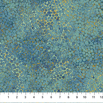 Blue dusk pebble textured wide backing fabric with metallic shimmer by Northcott Fabrics