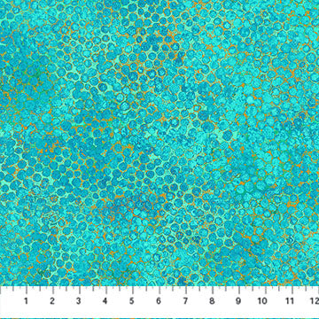 Lagoon blue wide backing fabric with metallic pebble texture by Northcott Fabrics