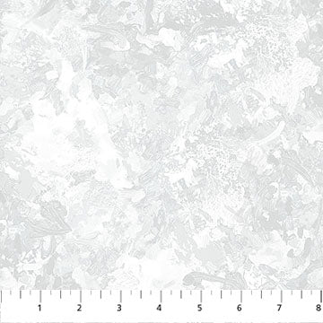 Soft white and light gray abstract textured wide backing fabric with subtle painterly design