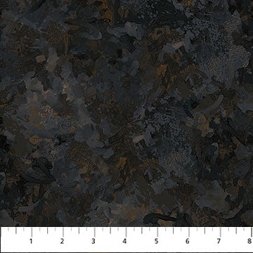 Black and charcoal abstract textured wide backing fabric with painterly design