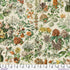 Tim Holtz Palette Orange Botanical cotton canvas fabric featuring vintage botanical illustrations of flowers, leaves, succulents, and flowering plants on a warm cream background by FreeSpirit Fabrics.