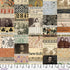 Tim Holtz Halloween Collage canvas fabric featuring vintage photographs, typography, insects, botanical illustrations, antique ephemera, and Halloween-inspired patchwork on a cream background.