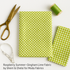 neatly folded lime gingham fabric with scissors, lime green thread, and a tape measure on a white background.
