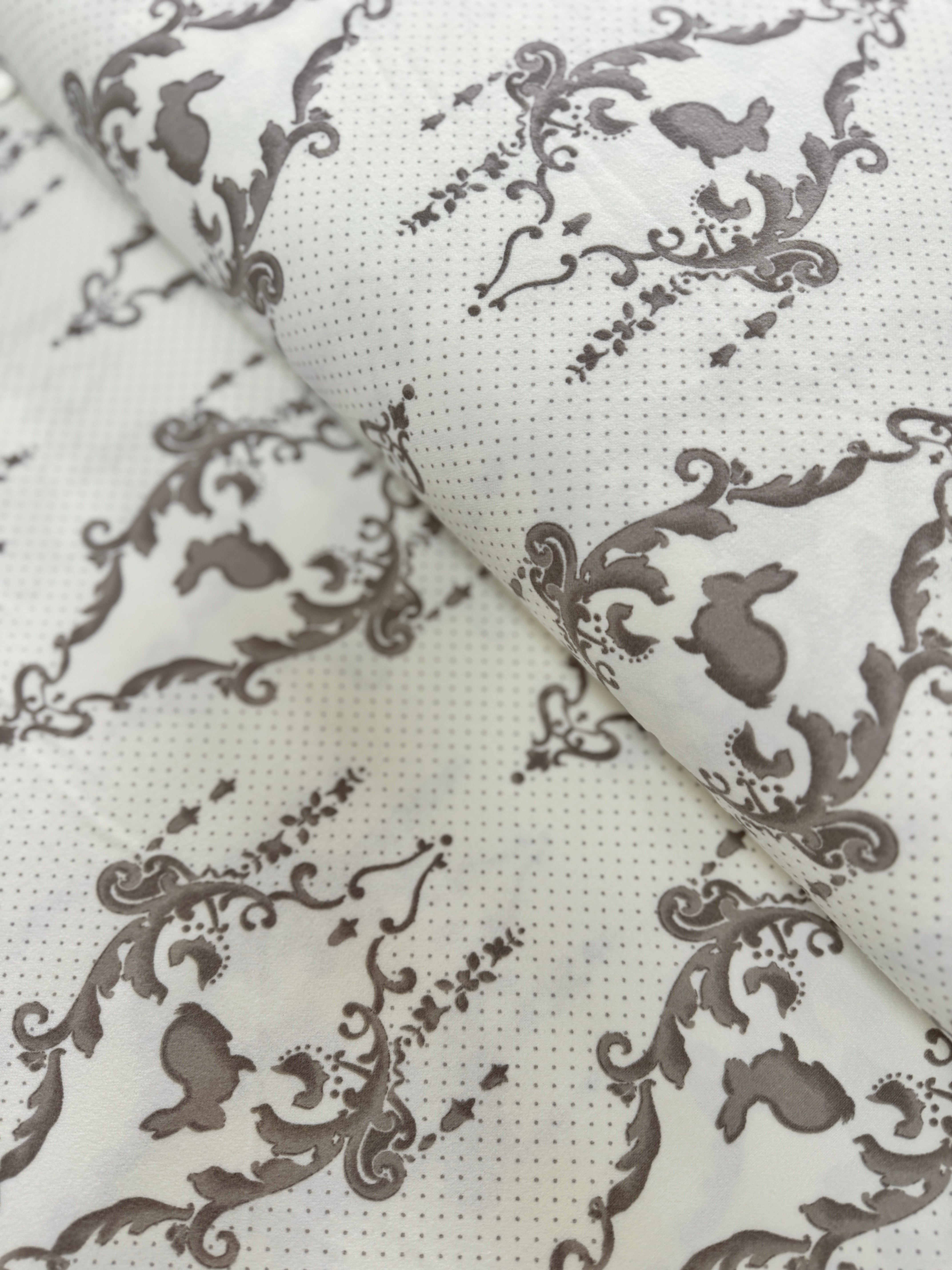 Lily Will Revisited - Cream Gray Flannel Yardage