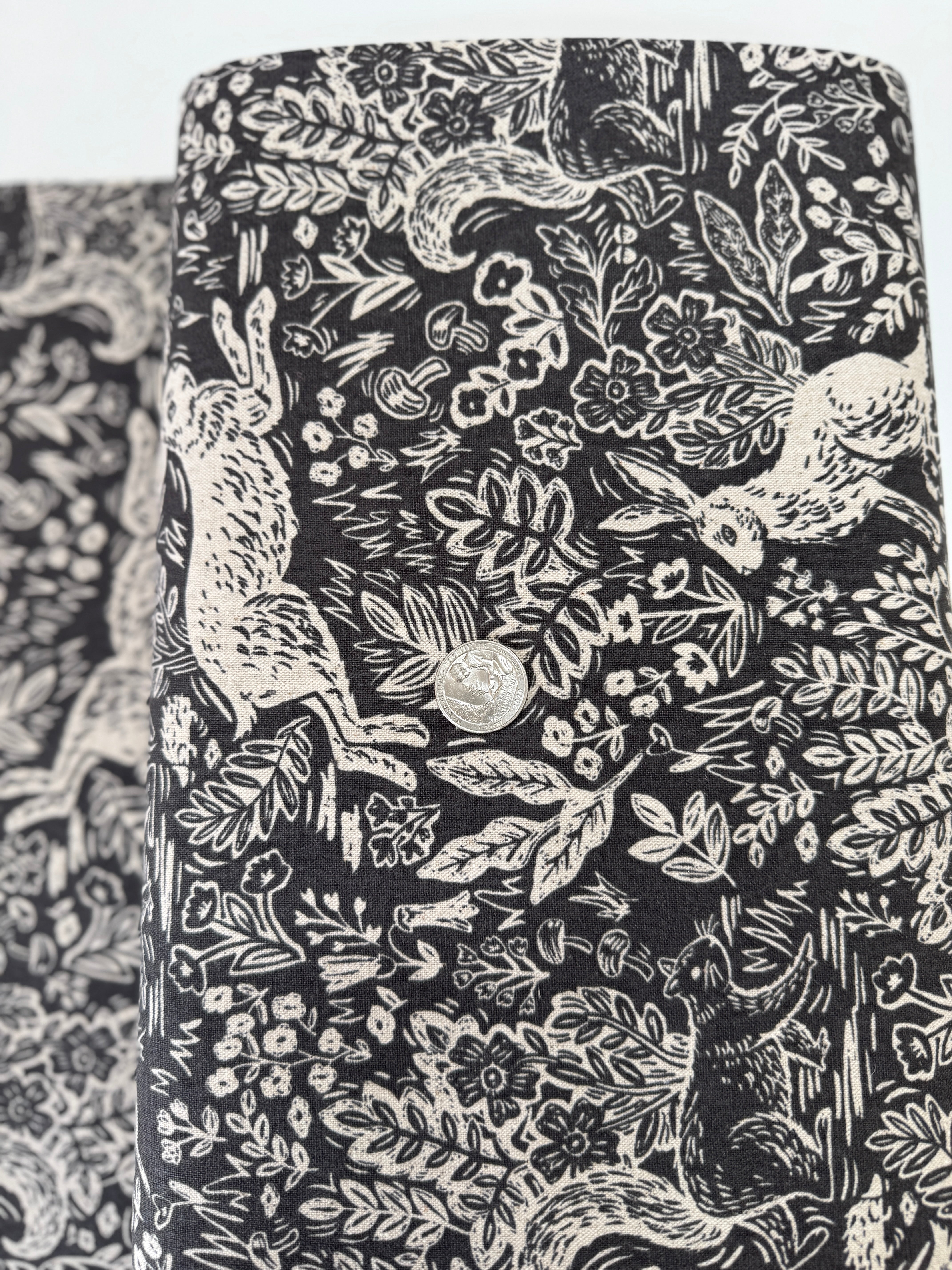 Wildwood Fable Gray Canvas Fabric by Rifle Paper Co. for Cotton + Steel