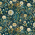 Forest Whisper Midnight Wild Floral Night cotton fabric featuring dandelions and meadow wildflowers on a deep teal background by Timeless Treasures.