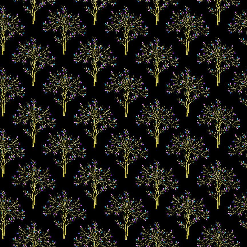 Luminous - Metallic Trees Black - Timeless Treasures