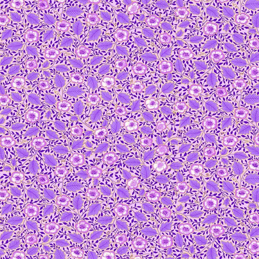 Luminous - Small Floral with Leaves Purple Metallic - Timeless