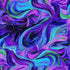 Evening Glow Butterfly Swirls metallic cotton fabric by Chong-A Hwang featuring abstract purple, blue, teal, and green swirls with shimmering metallic gold accents.