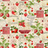 Berry Sweet Strawberries Market Collage Beige Fabric by Timeless Treasures – digitally printed red strawberry and market text design on beige cotton
