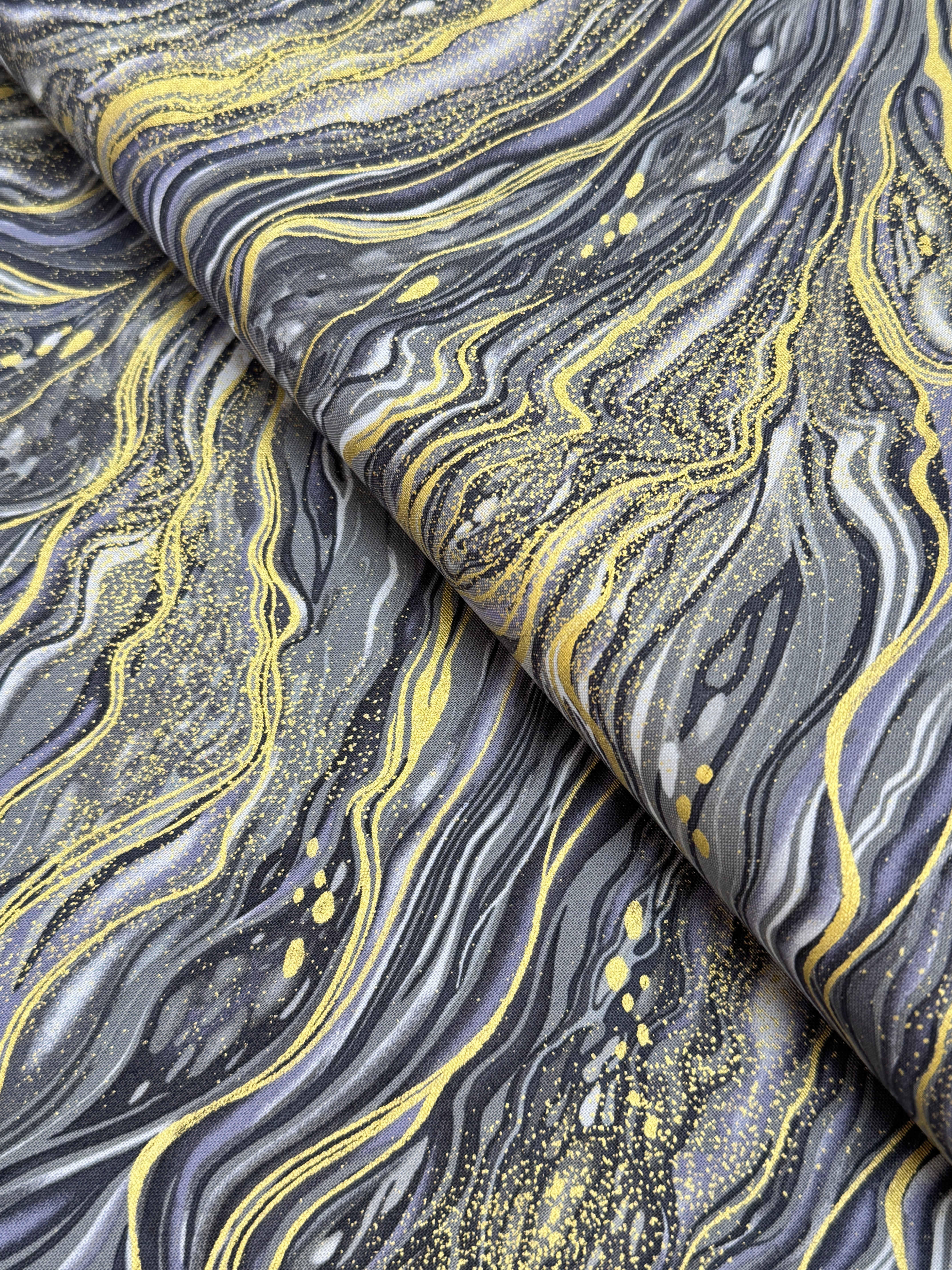 Abstract Marbling Iron Metallic Yardage