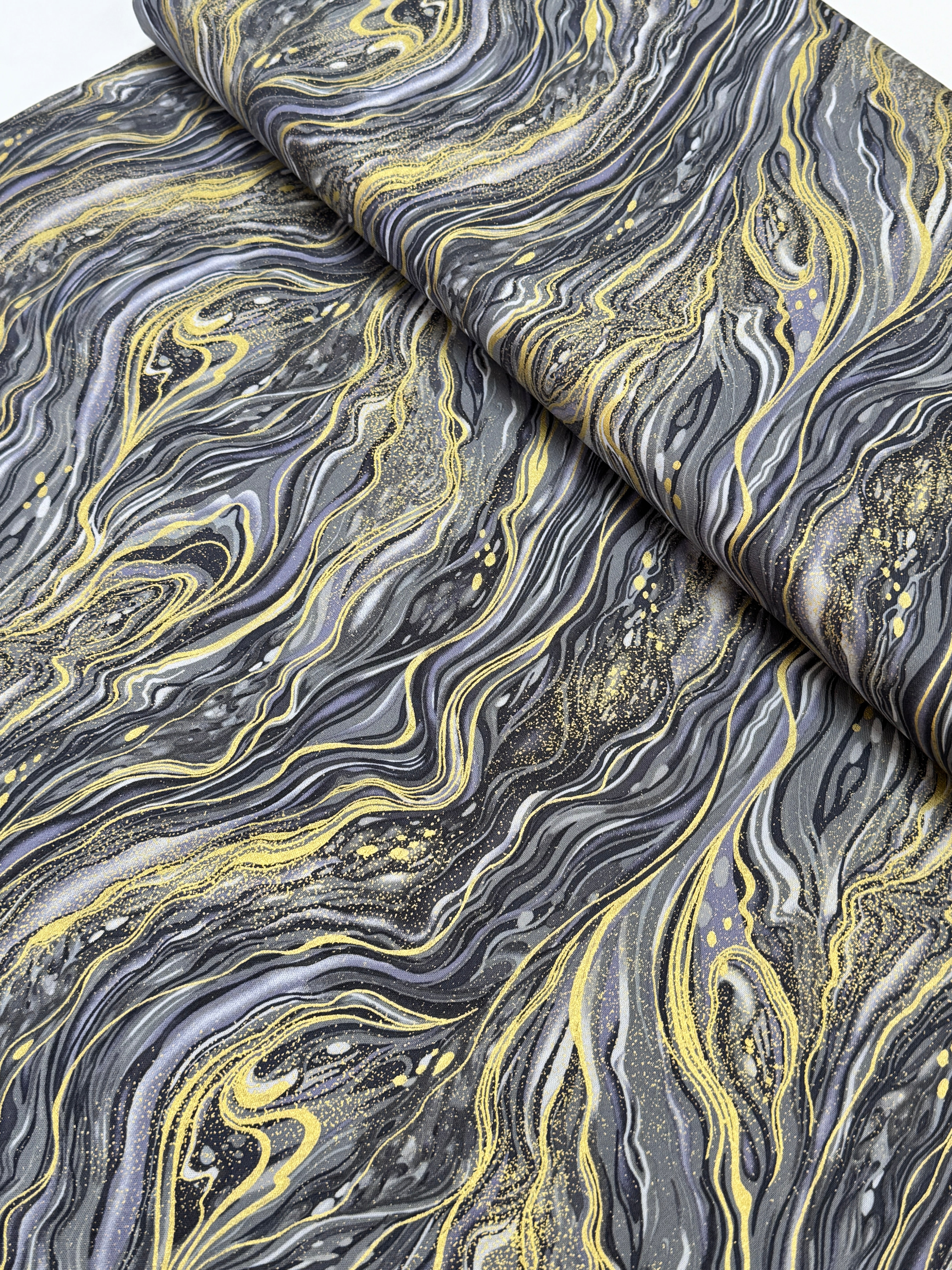 Abstract Marbling Iron Metallic Yardage