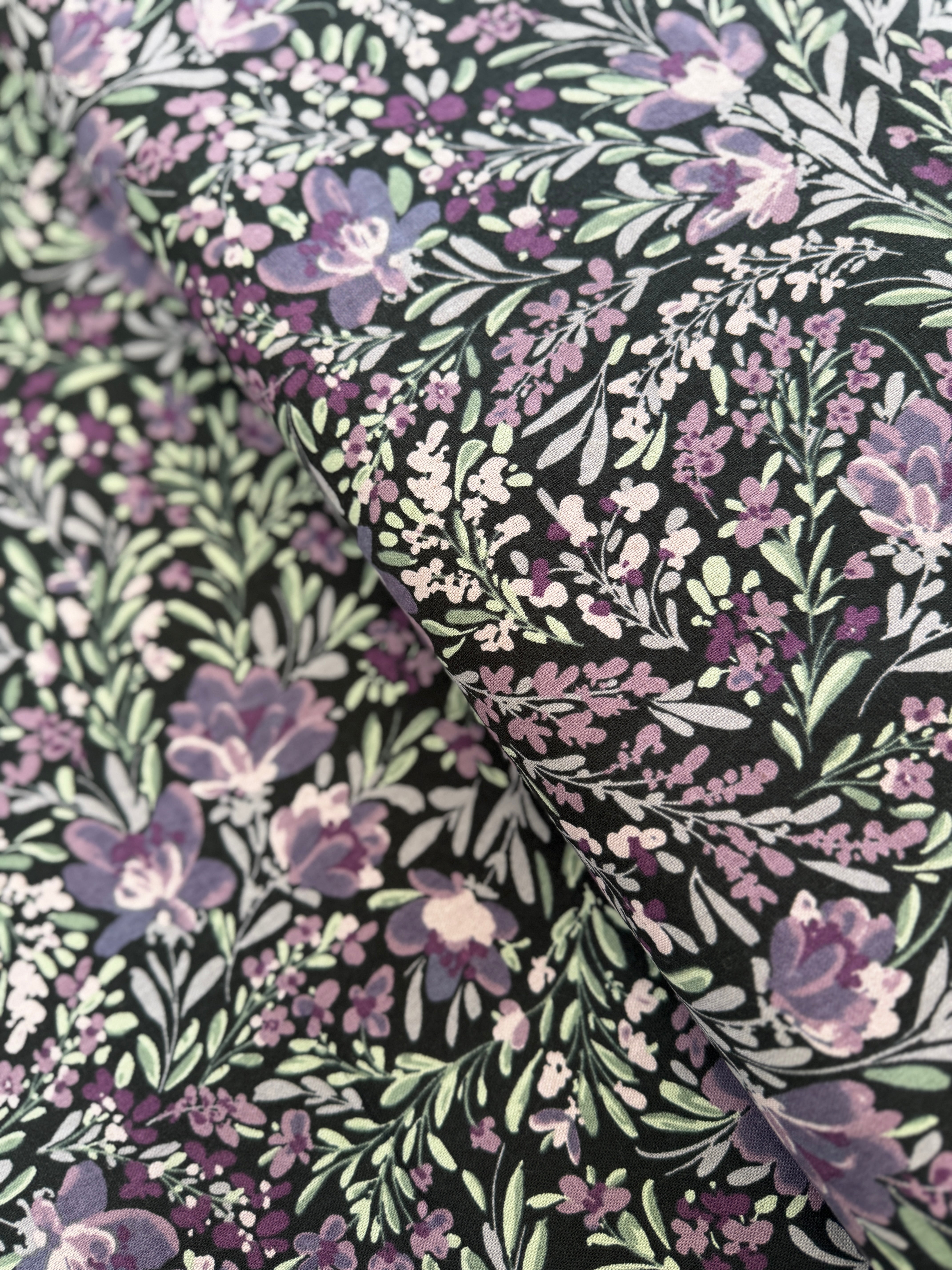 Butterflies In The Garden - Flowers In The Breeze - Imperial Purple Unbleached Canvas Yardage