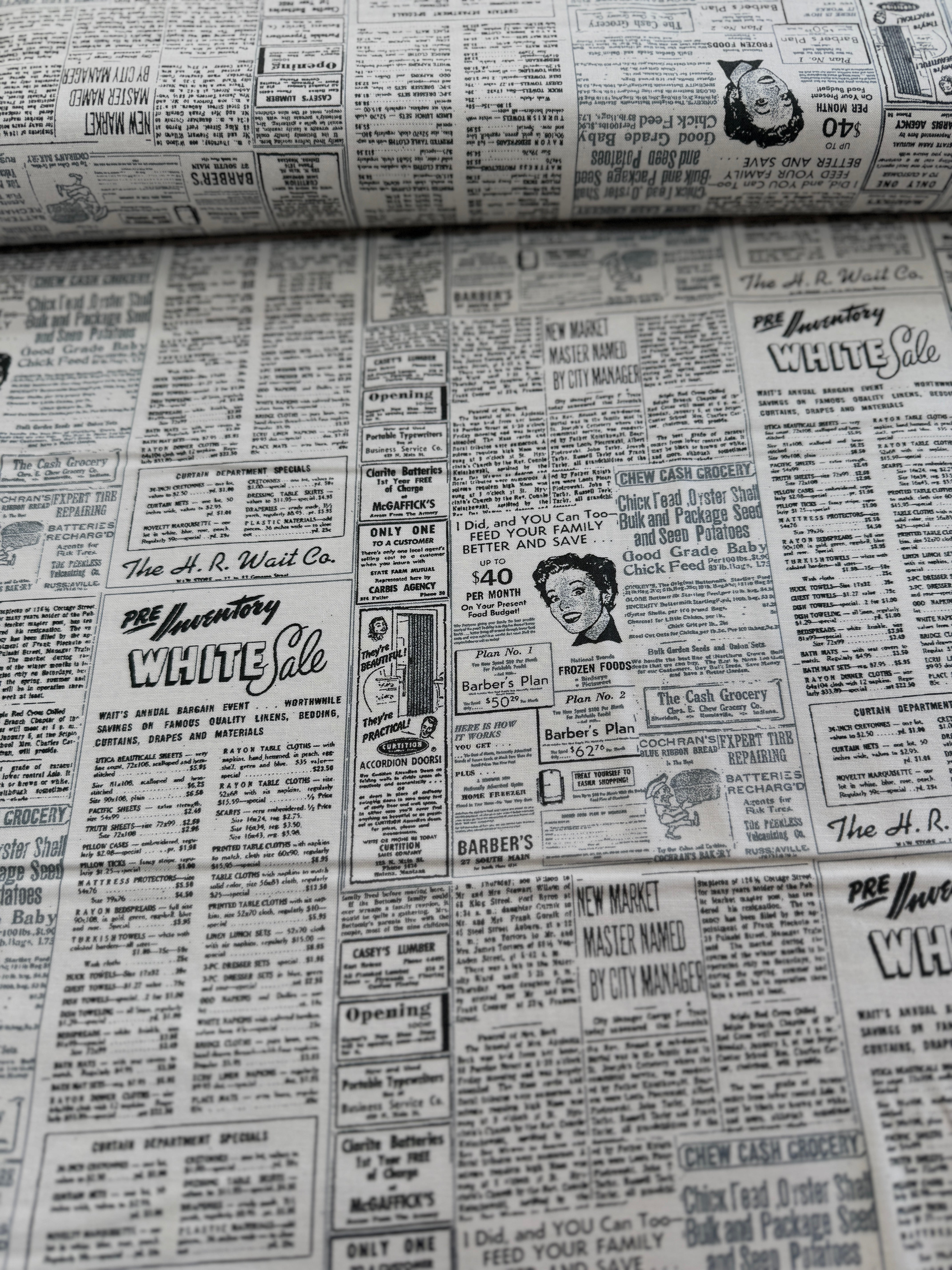 Modern Background Paper - Newsprint Fog Black - Remnant