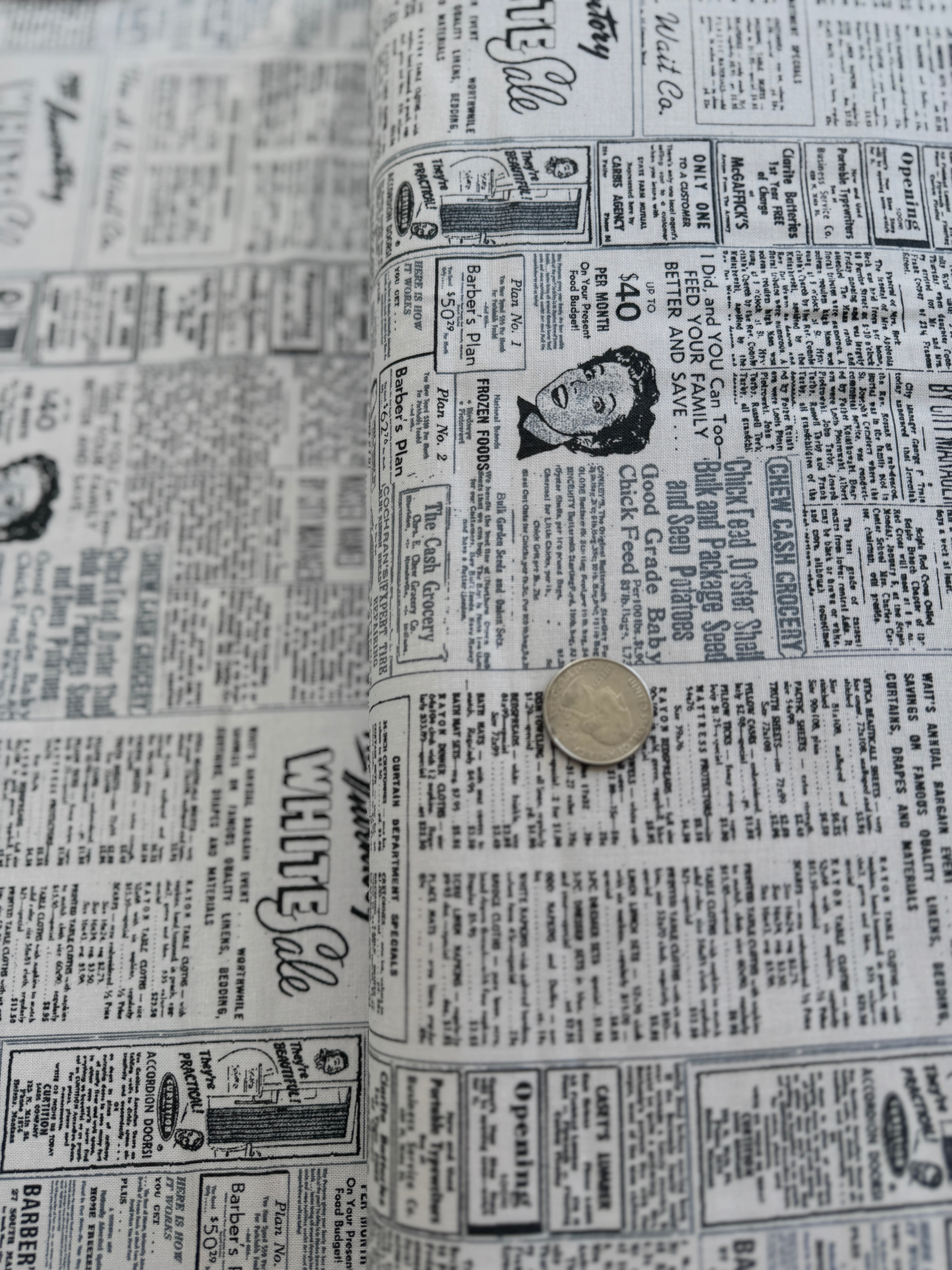 Modern Background Paper - Newsprint Fog Black - Remnant