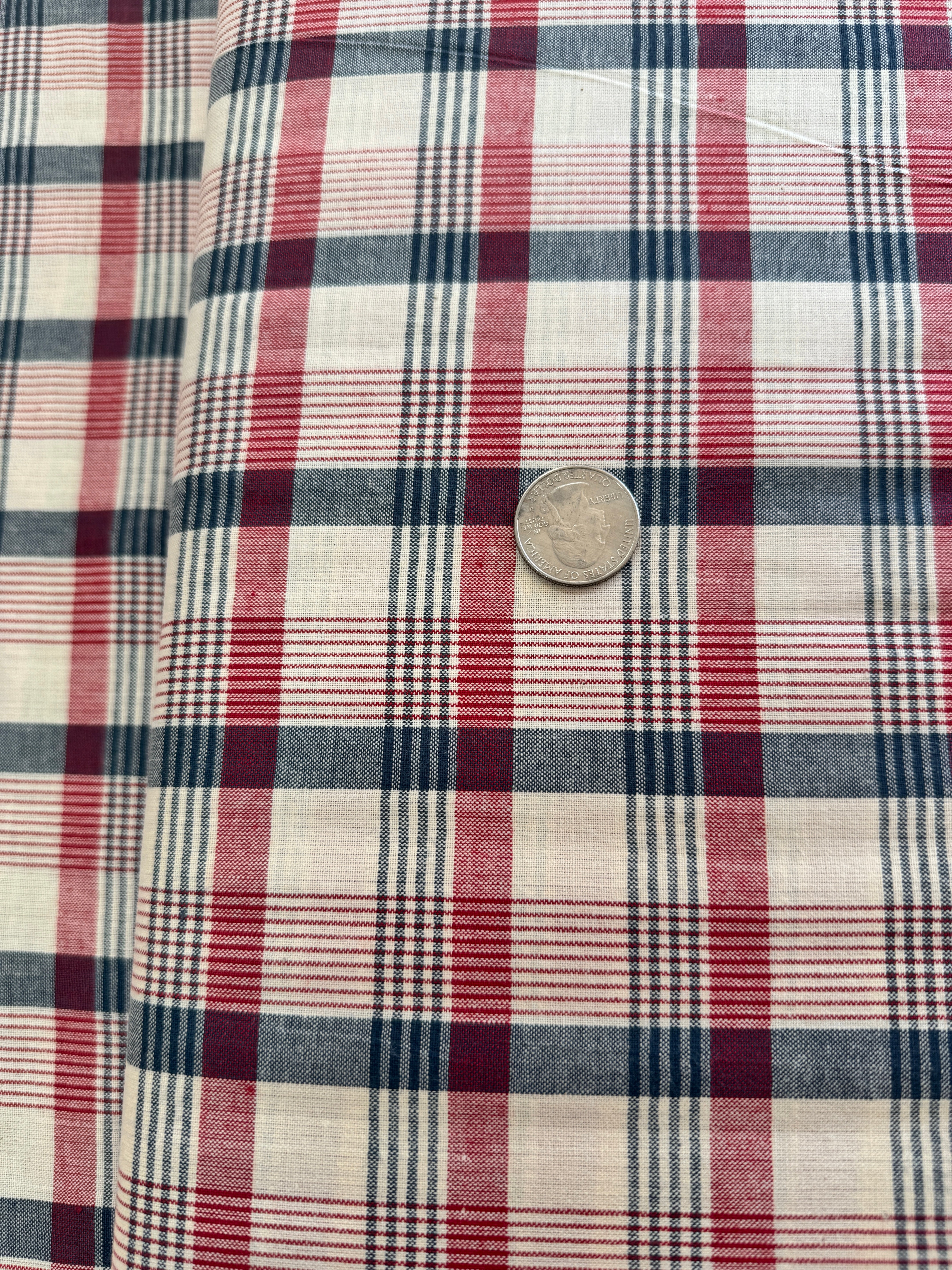 Vive La France Wovens - Rouge Indigo Windowpane Plaid Yardage