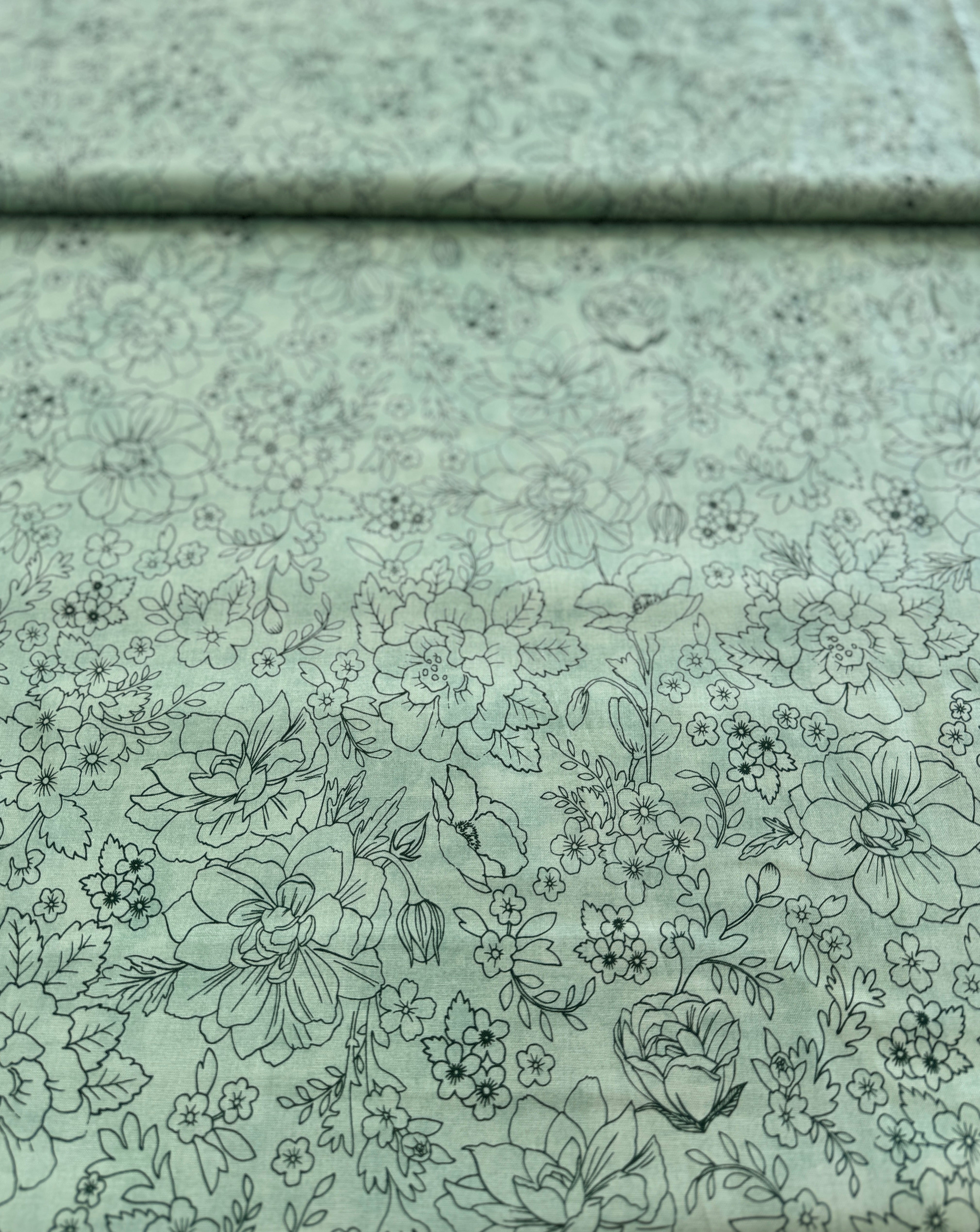 Lilac and Sage - Toile Mint Yardage