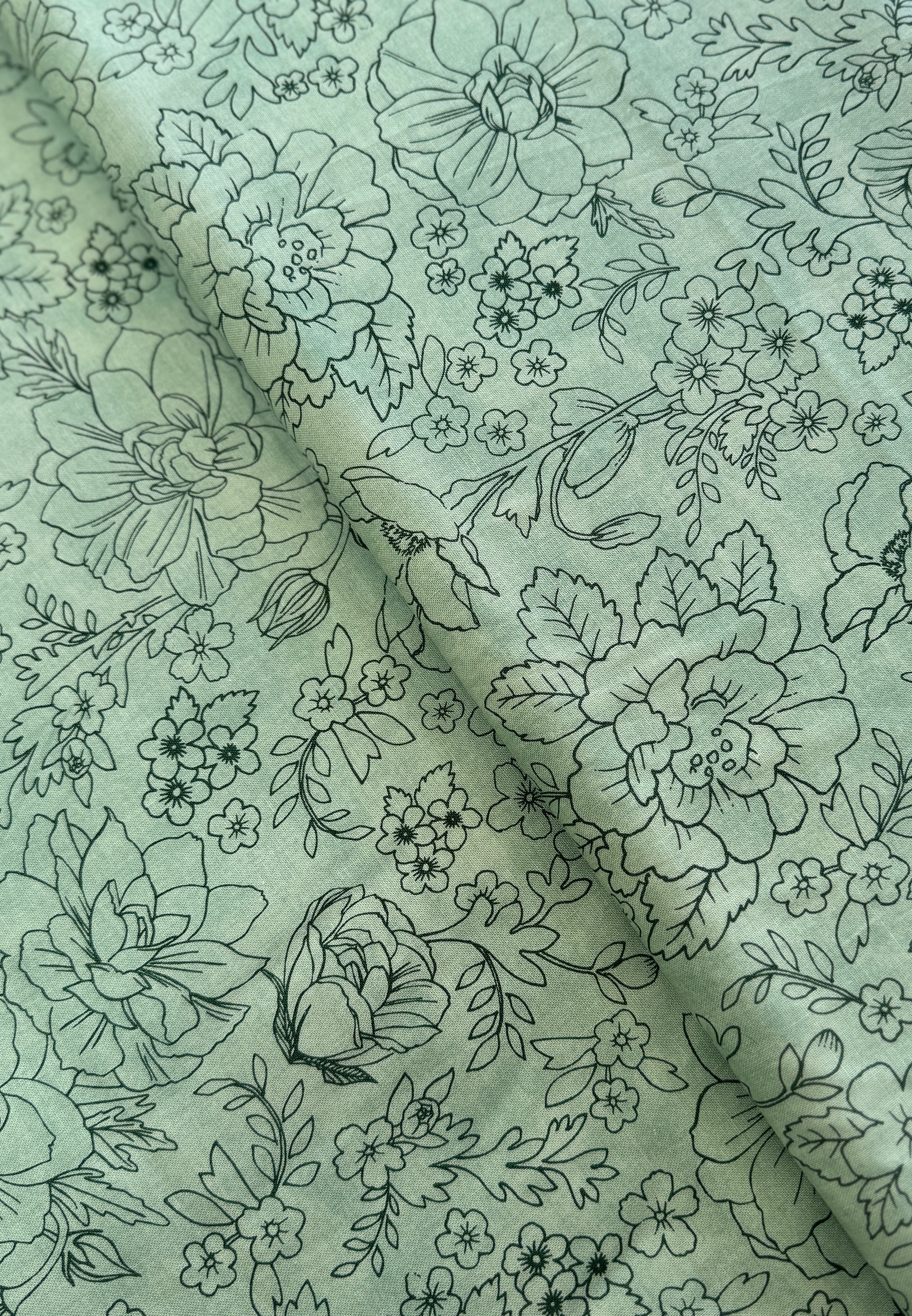 Lilac and Sage - Toile Mint Yardage