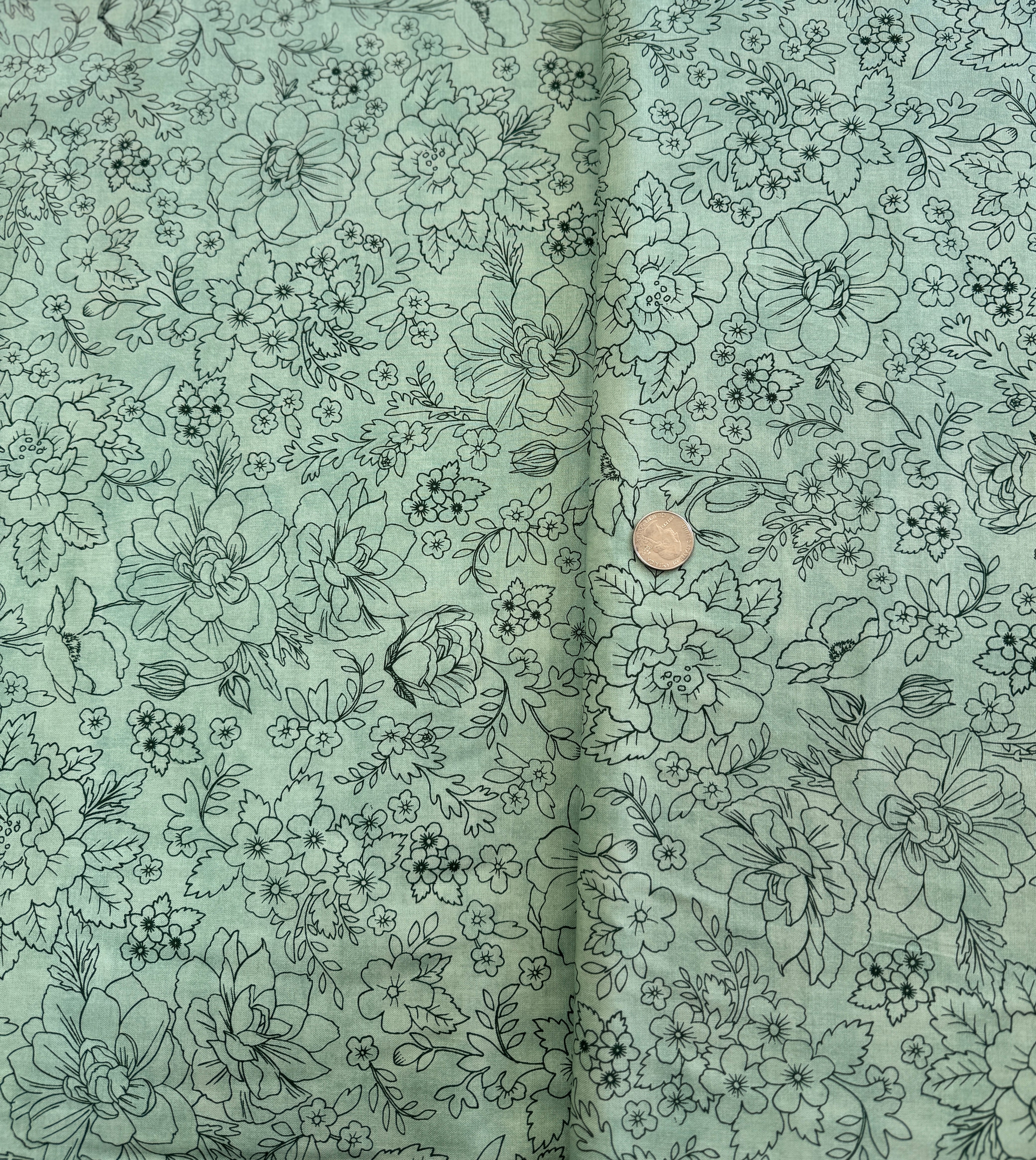 Lilac and Sage - Toile Mint Yardage