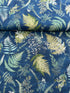 Chickadee Cheer - Ferns Deep Blue/Gold Metallic Yardage