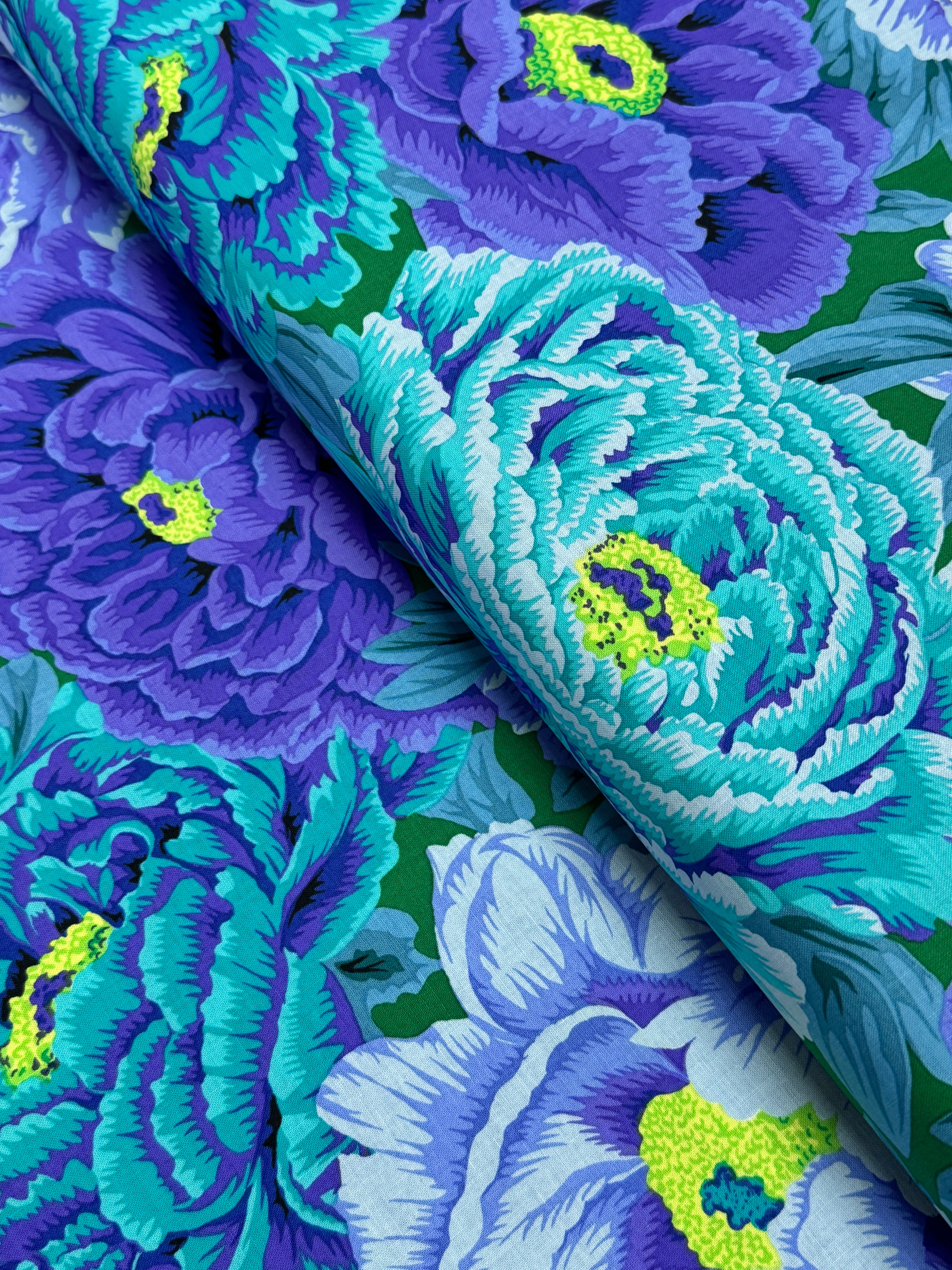 Kaffe Fassett Collective Tibetan Peony Blue Fabric by Philip Jacobs