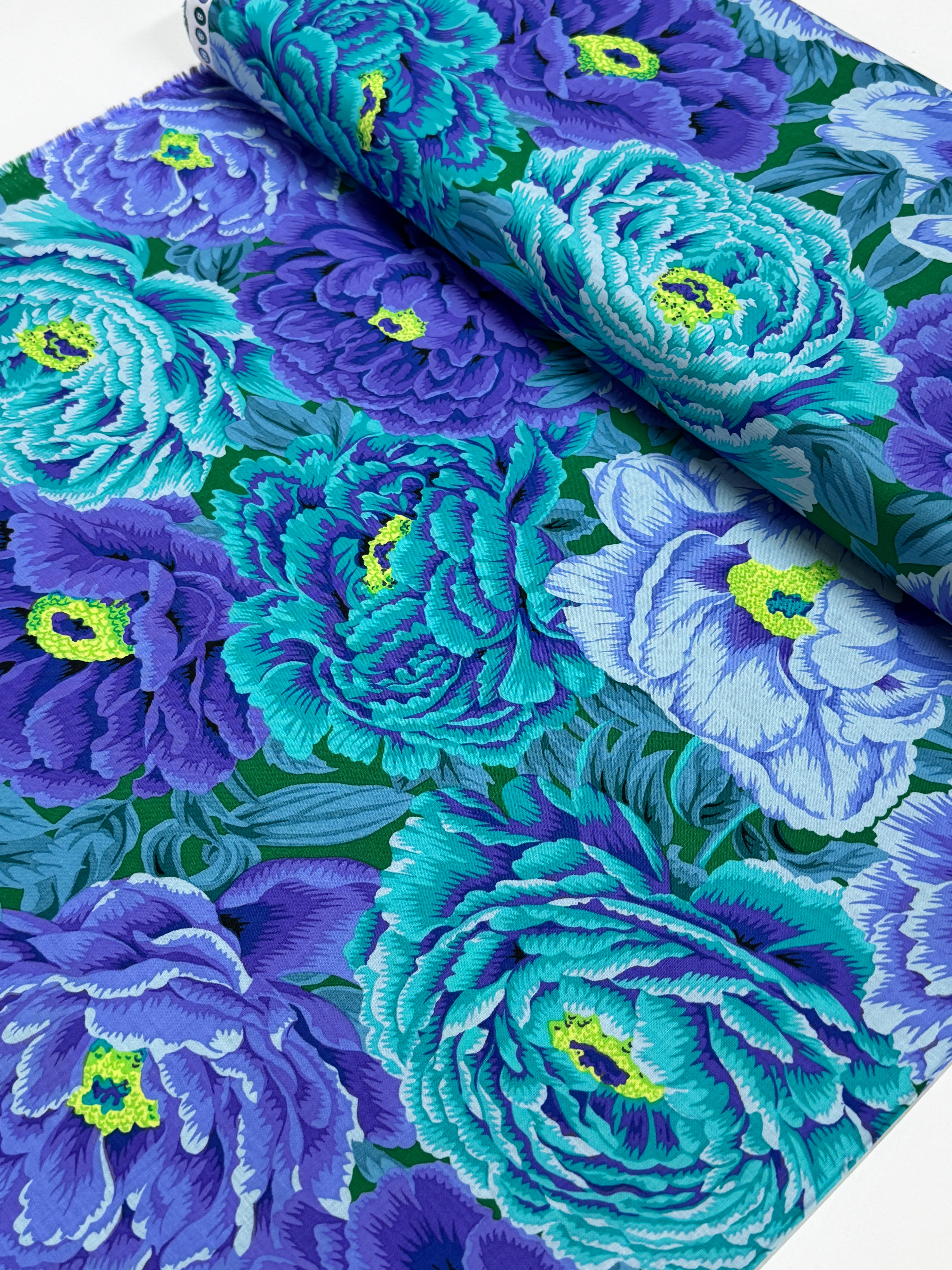 Kaffe Fassett Collective Tibetan Peony Blue Fabric by Philip Jacobs