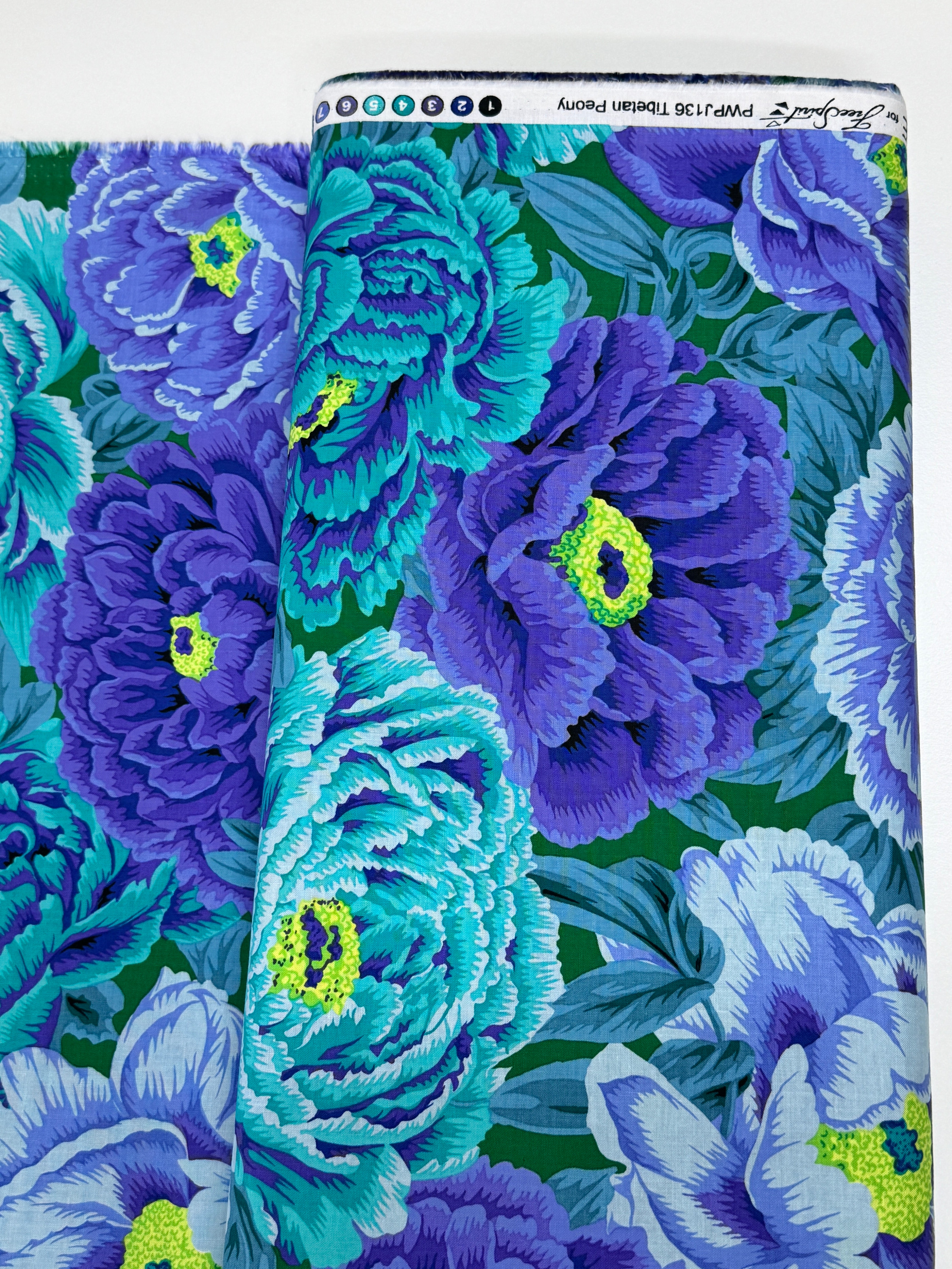 Kaffe Fassett Collective Tibetan Peony Blue Fabric by Philip Jacobs