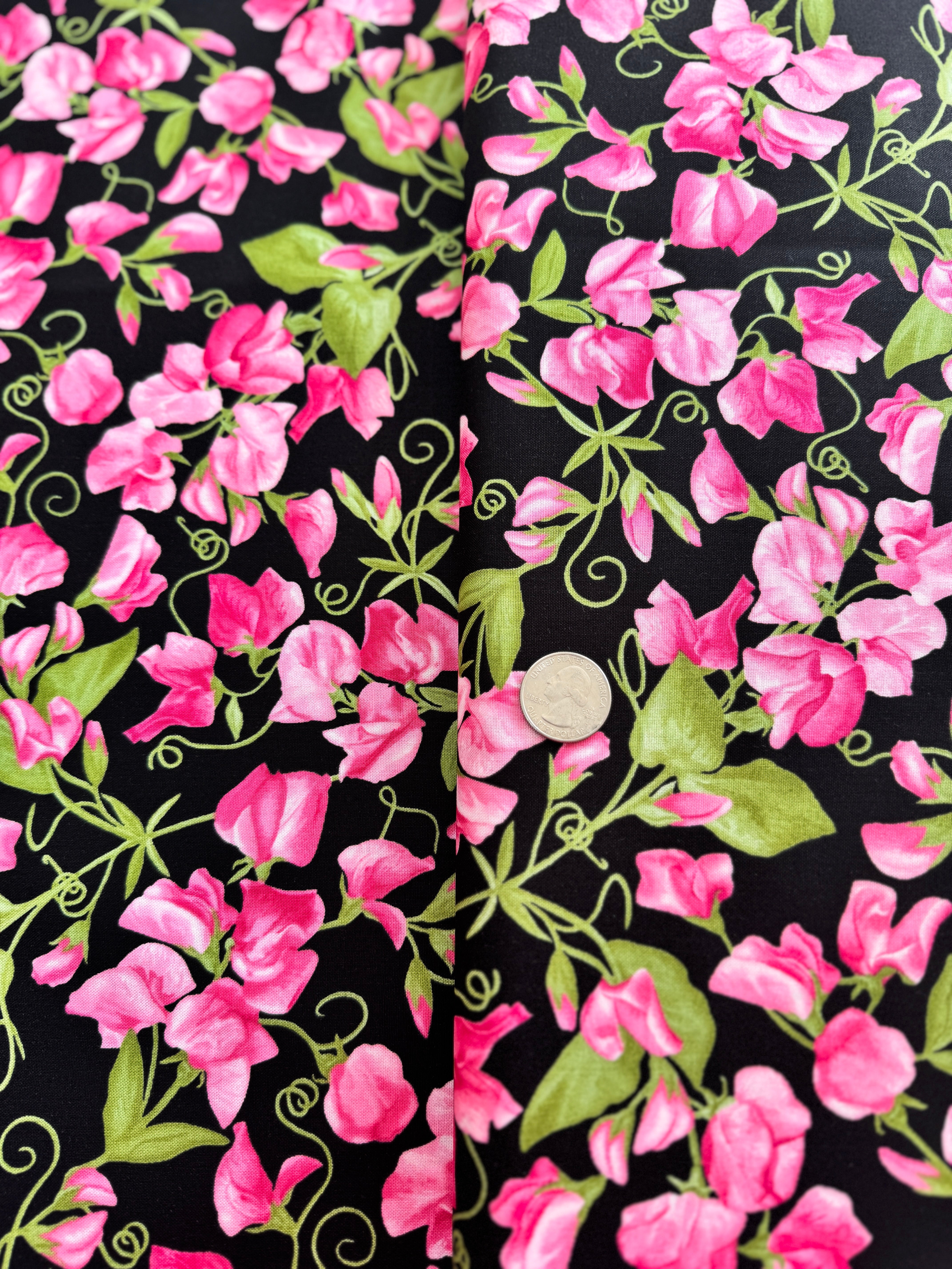Flowerhouse - Penelope - Flowers Black Yardage