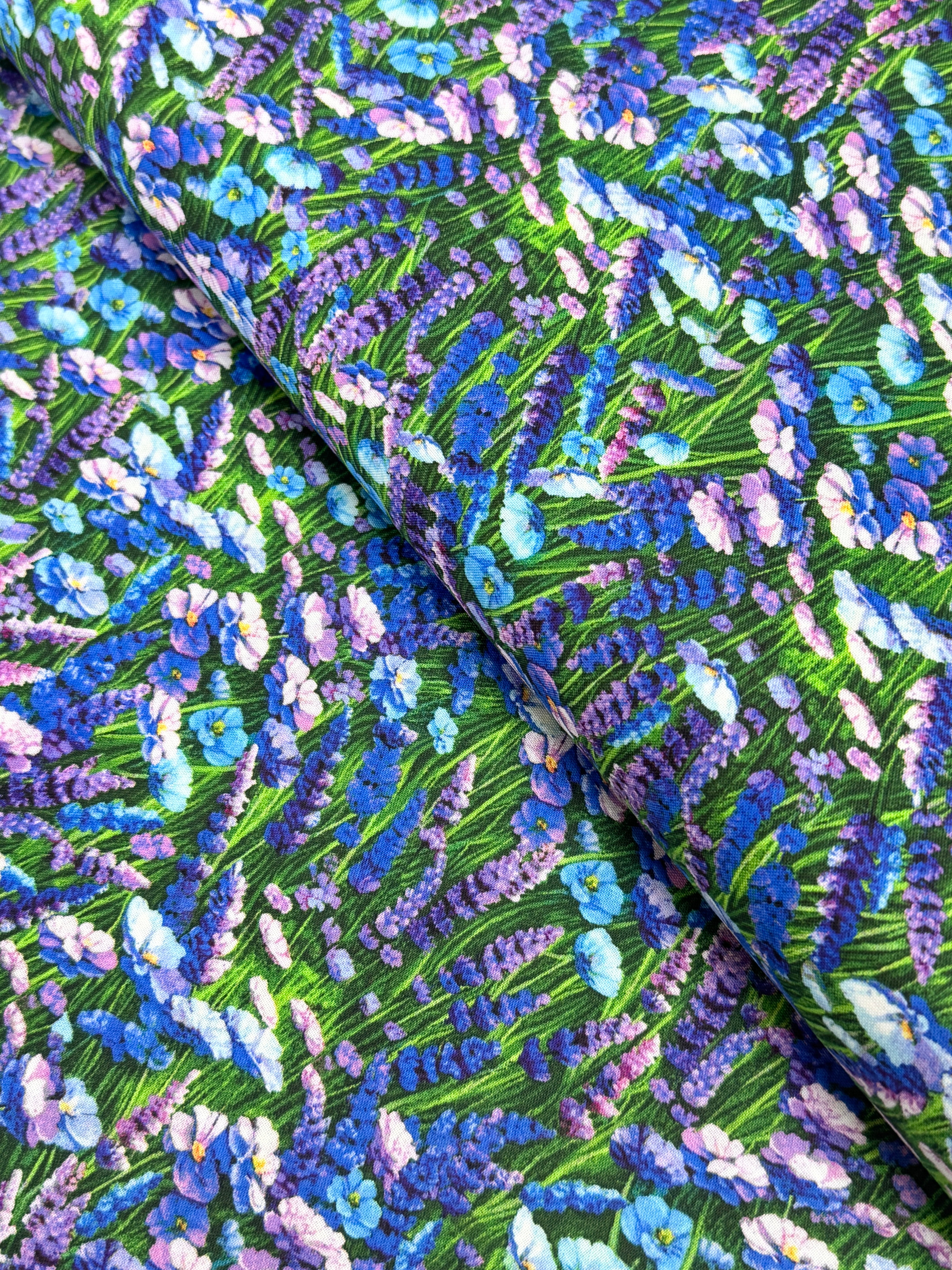 Lavender and blue floral cotton fabric by Timeless Treasures