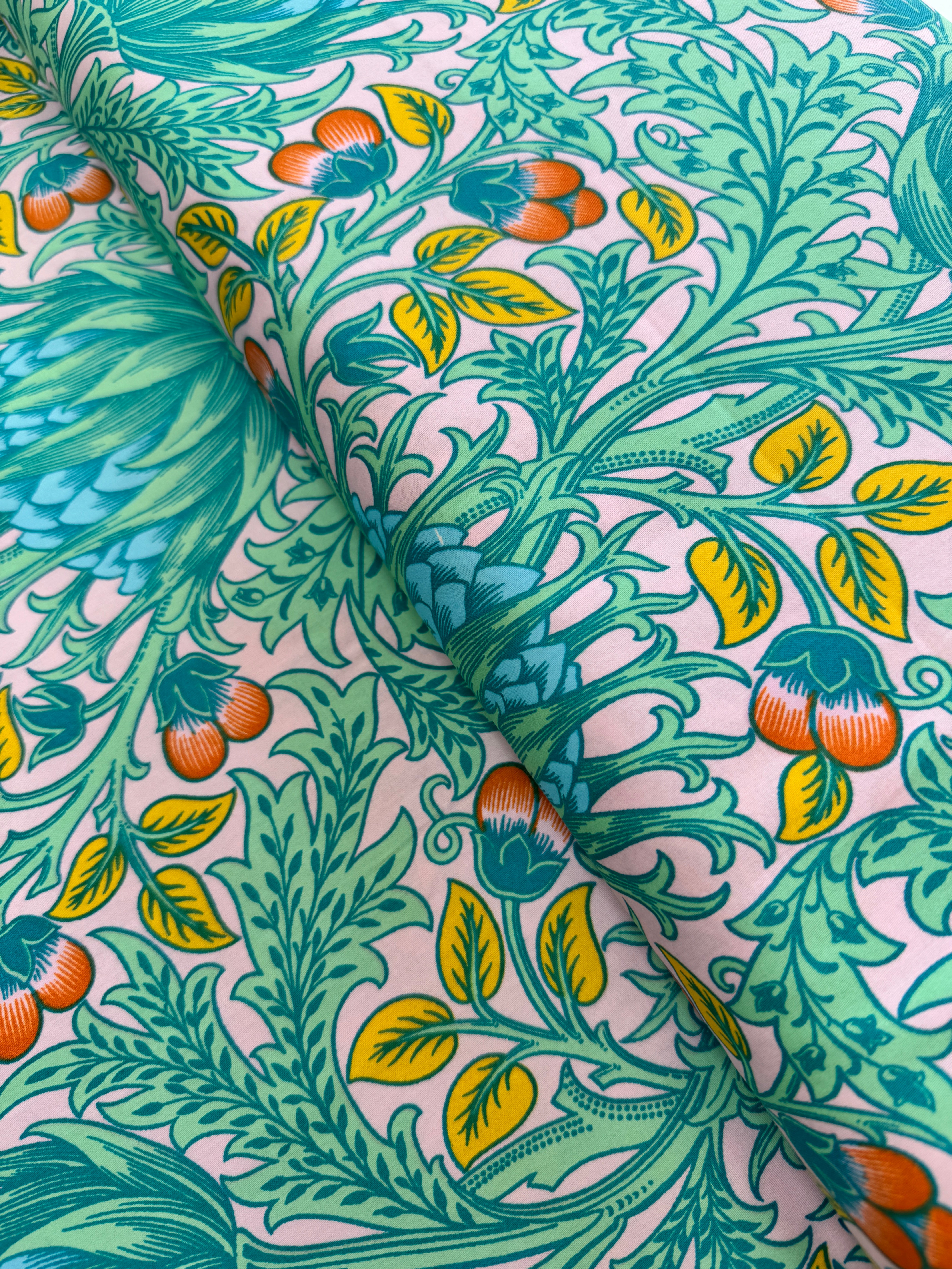 Artichoke – Lavender 108” quilt backing fabric featuring William Morris floral design reimagined by Kaffe Fassett in purple and lavender tones.