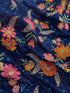 Embroidered Dark Blue Viscose Georgette Fabric with Sequins and Thread Work