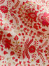 Rose Pink Artificial Silk Screen Print with Gold Thread Embroidery/Lustrous Fabric
