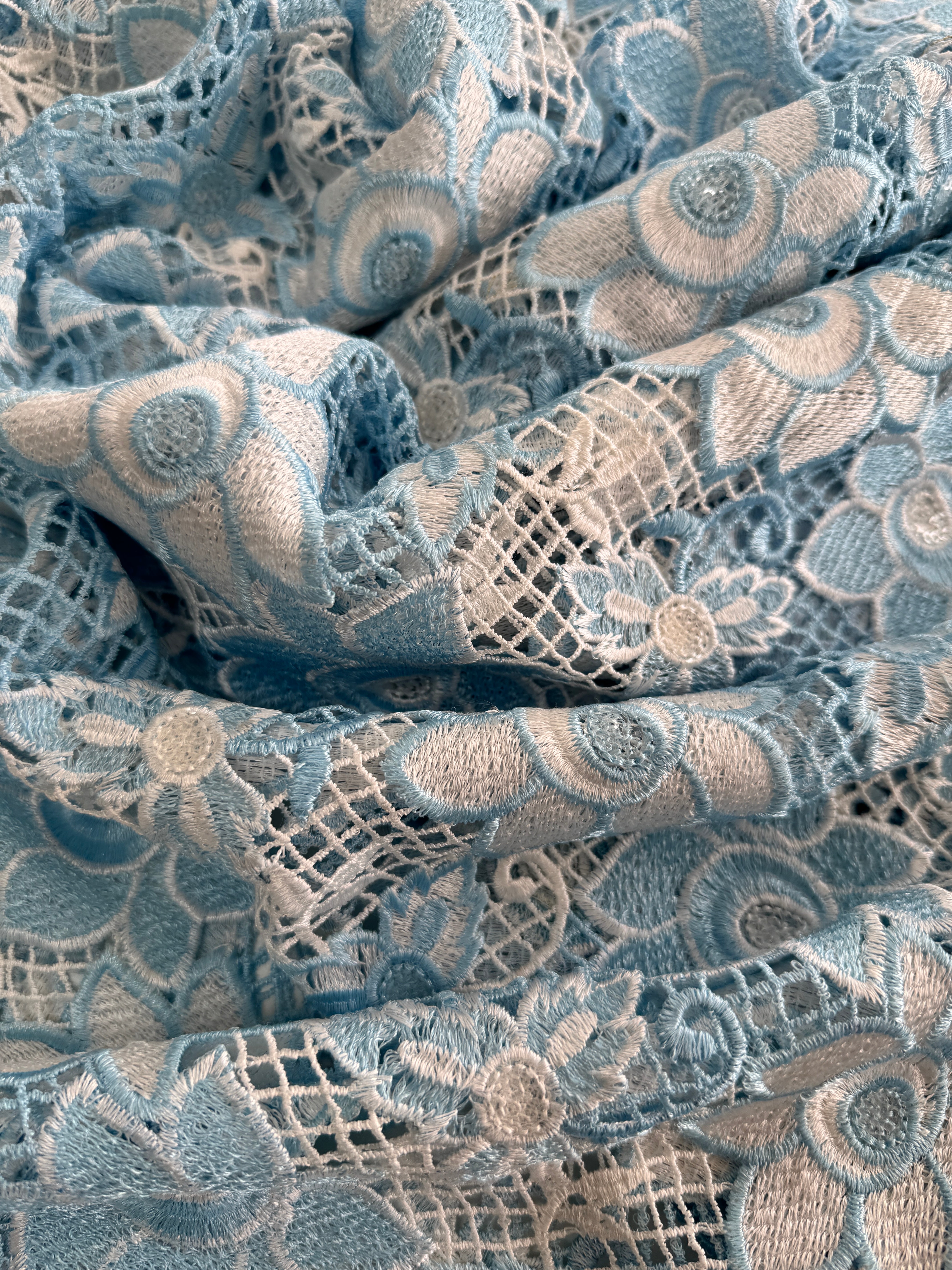 Embroidered Lace Fabric Embellished with Sequins