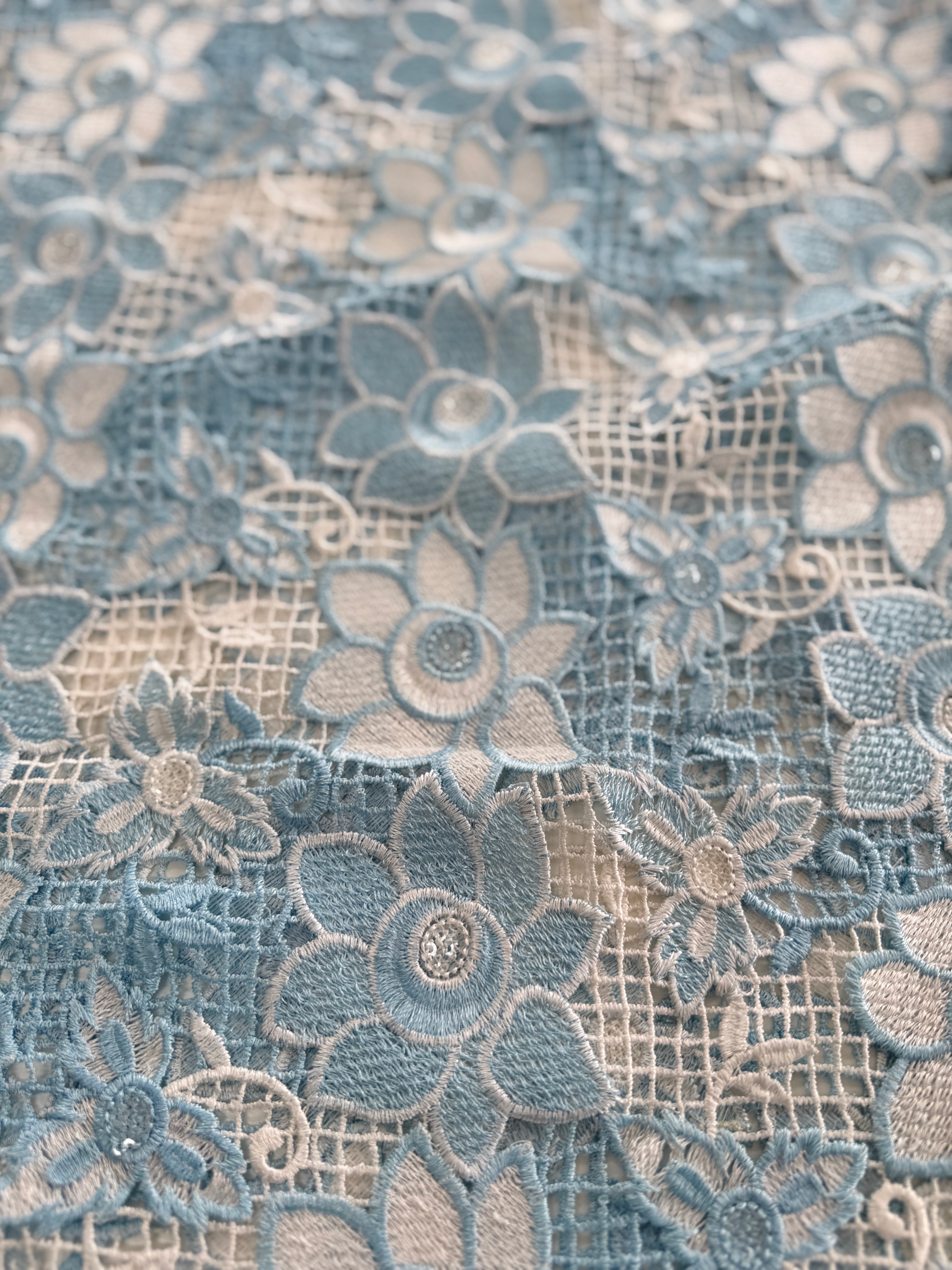 Embroidered Lace Fabric Embellished with Sequins