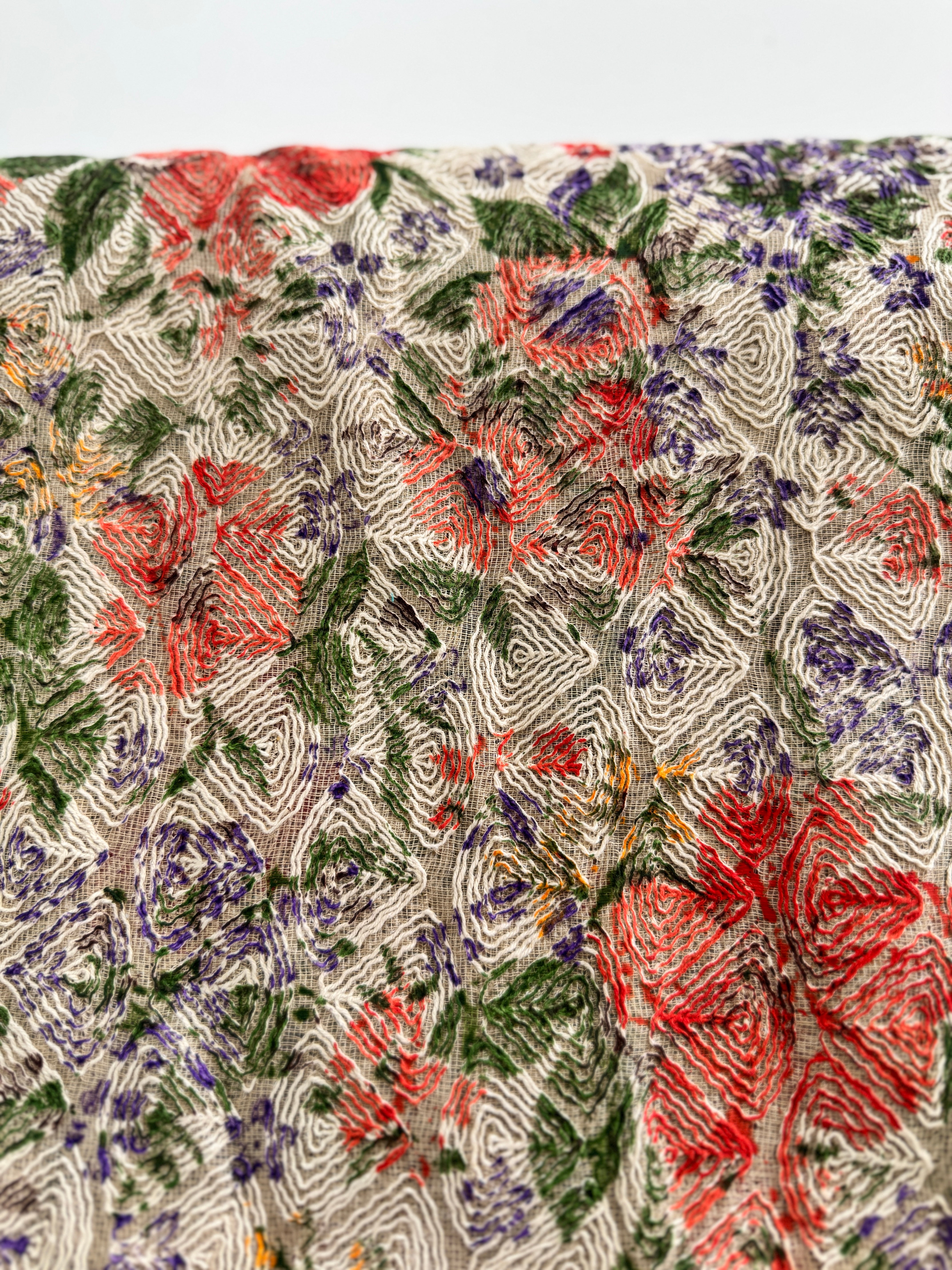 Cotton Organdy Floral Embroidered Fabric