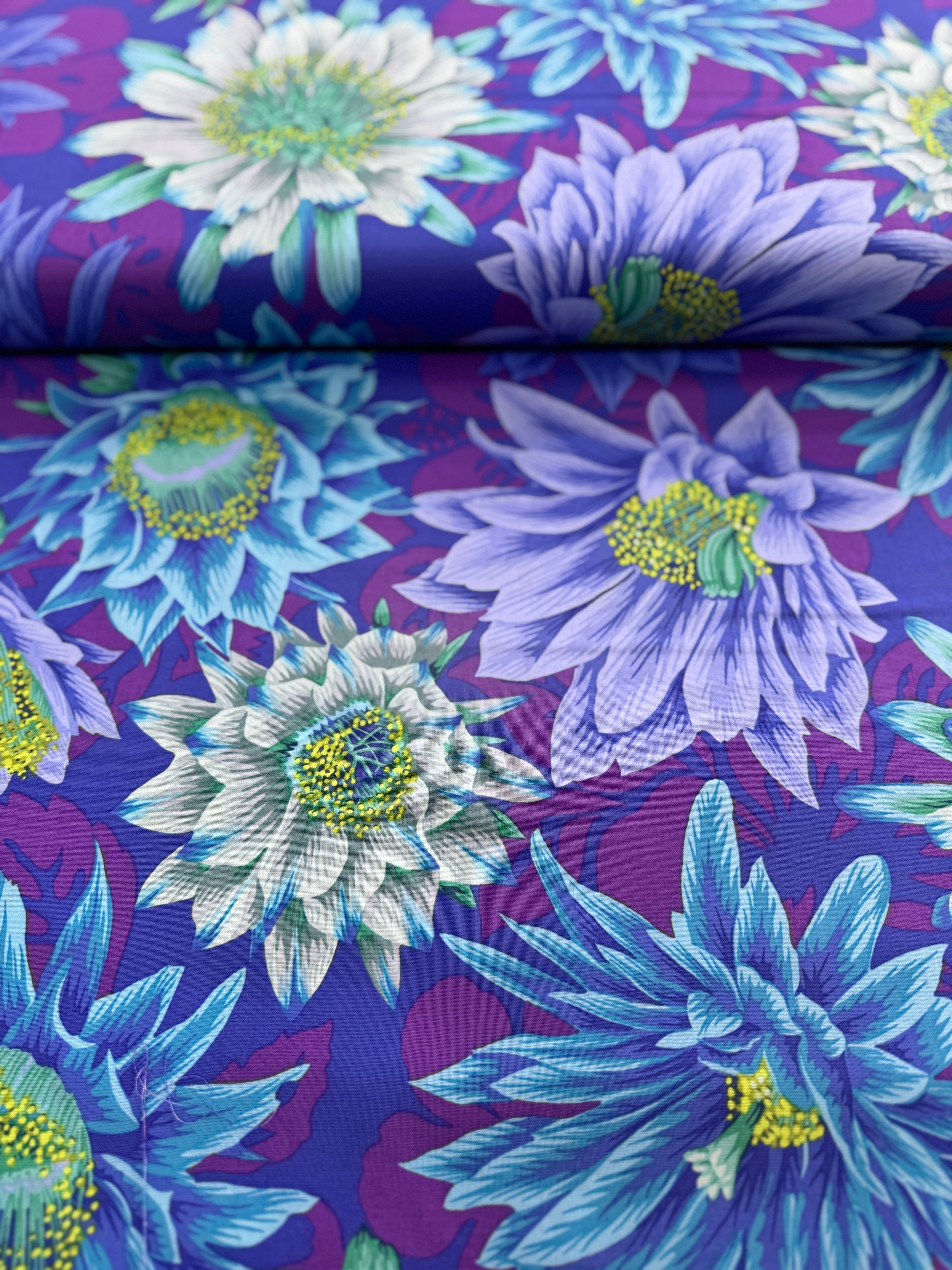 Kaffe Fassett Collective Classics - Cactus Flower Blue Yardage