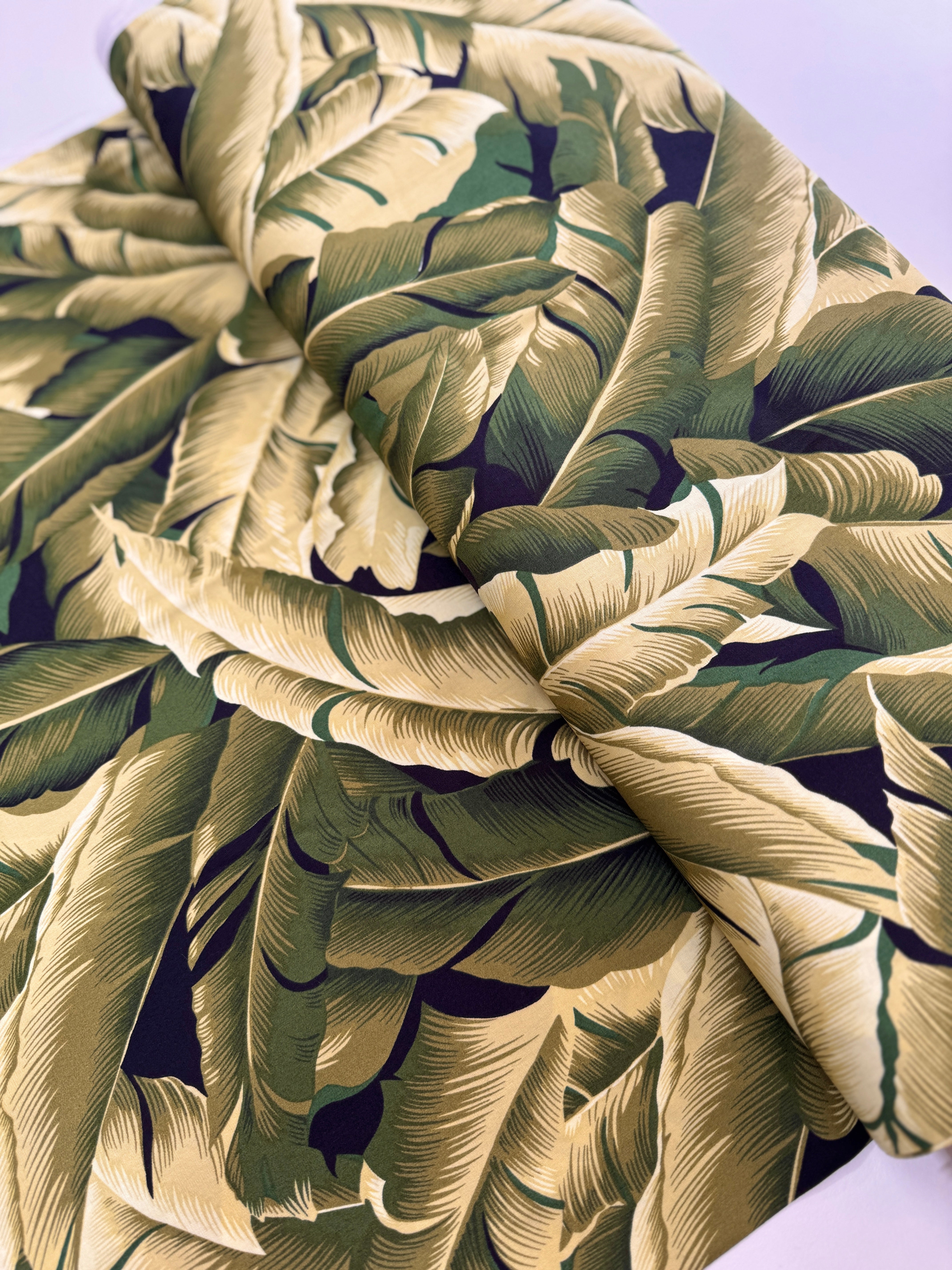 Tropicals & Conversationals - Leaves on Black Yardage