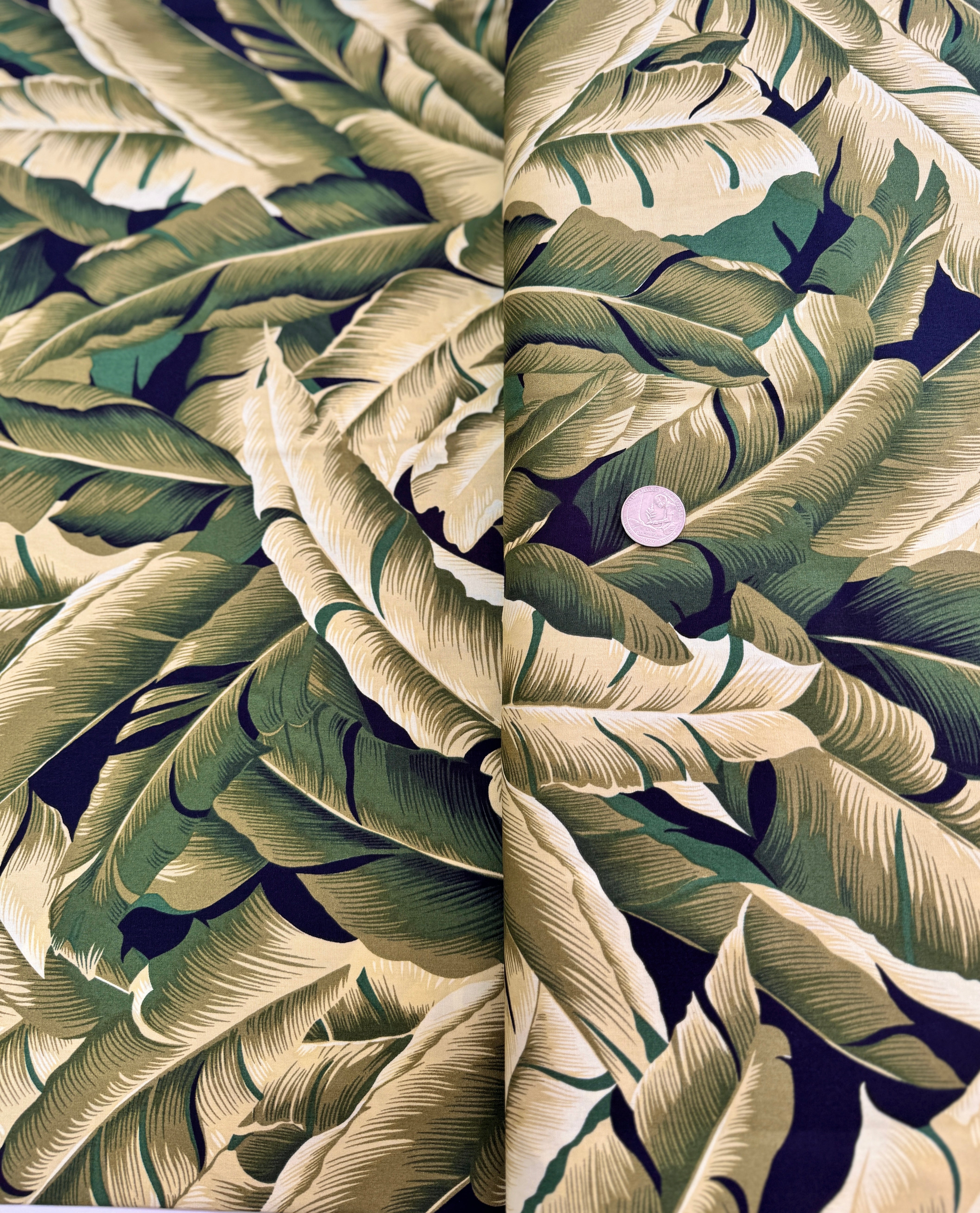 Tropicals & Conversationals - Leaves on Black Yardage