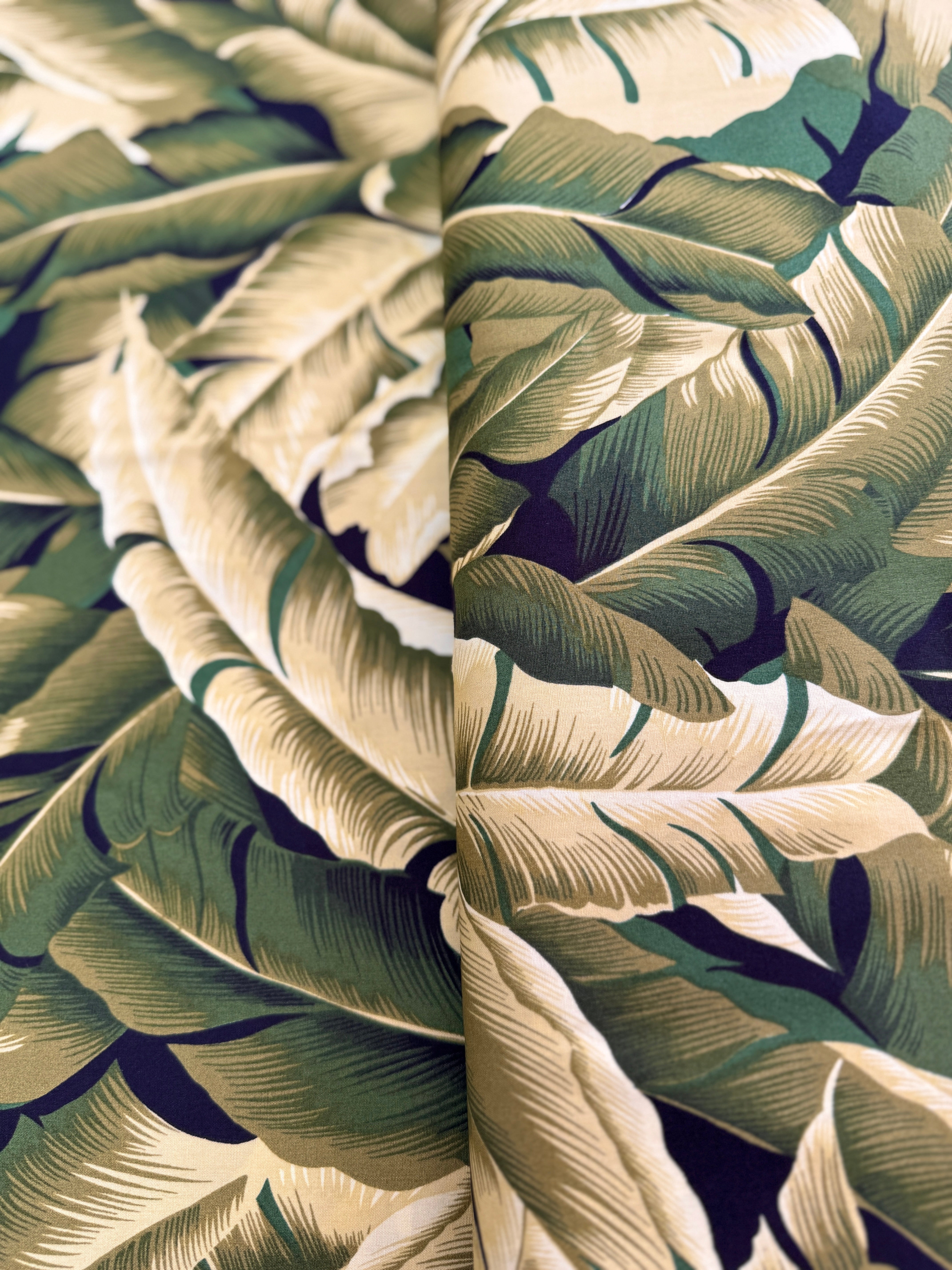 Tropicals & Conversationals - Leaves on Black Yardage