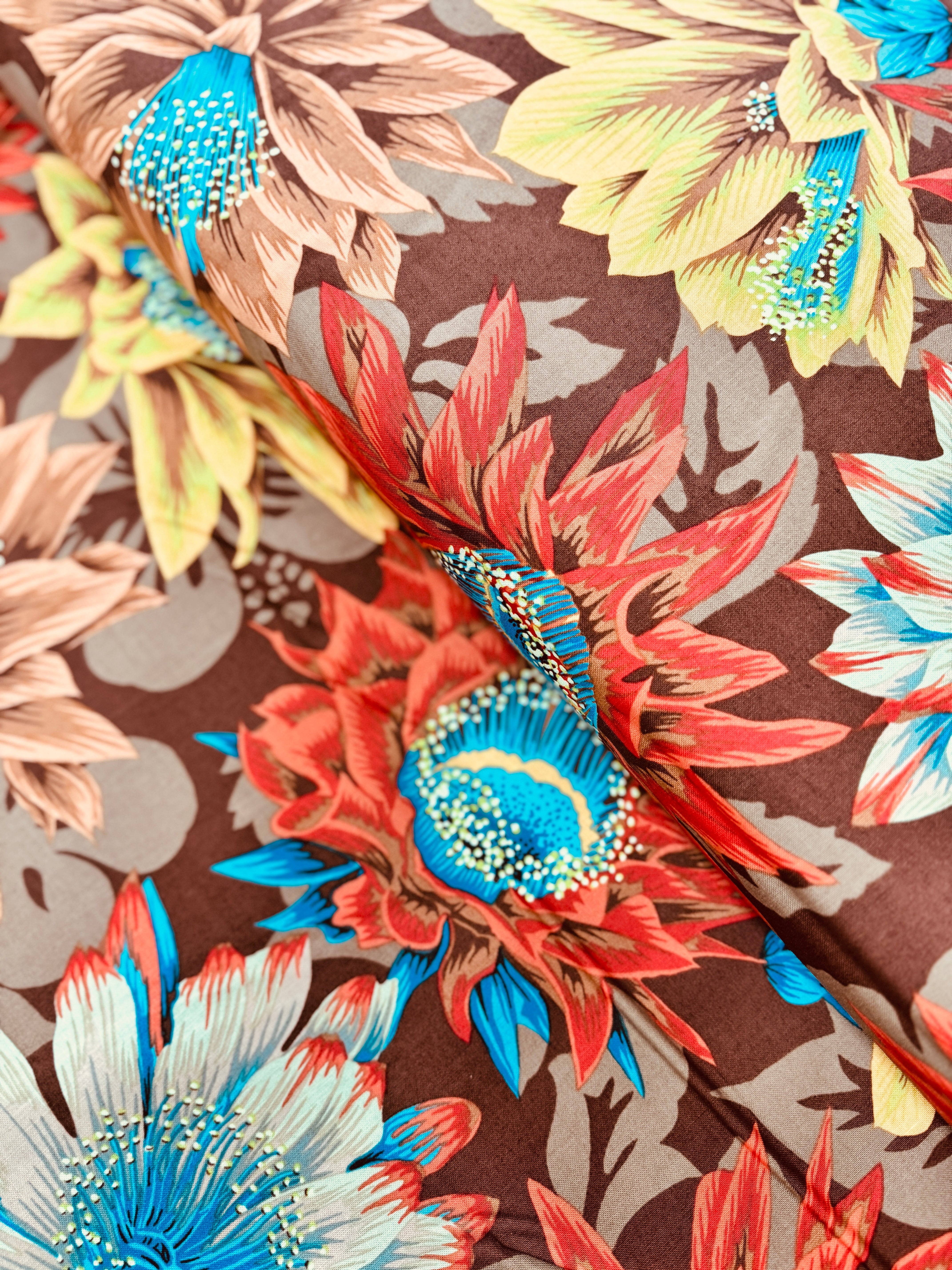 Kaffe Fassett Collective Classics - Cactus Flower Brown Yardage