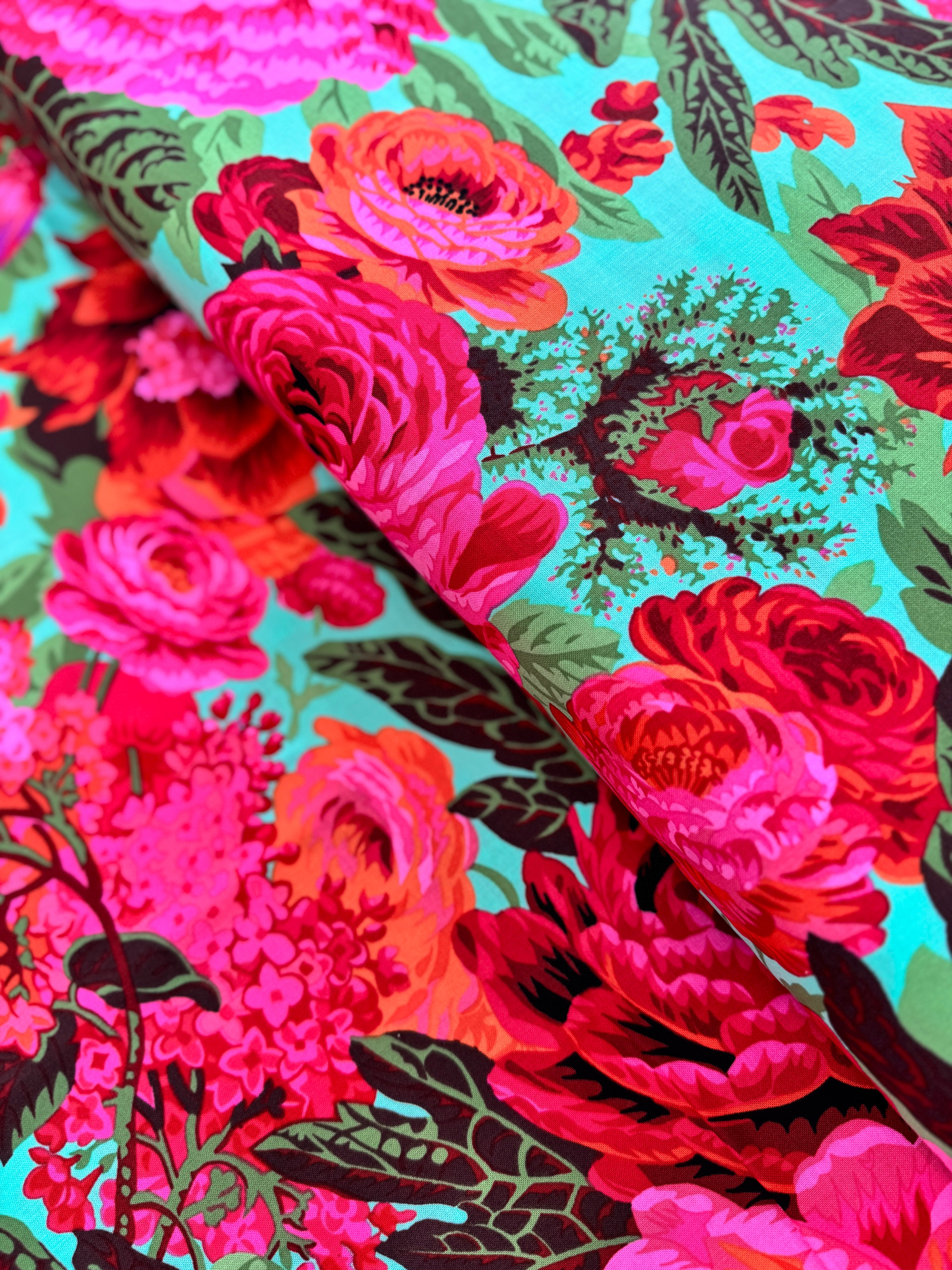 Kaffe Fassett Collective Stash - Floral Burst Maroon Yardage