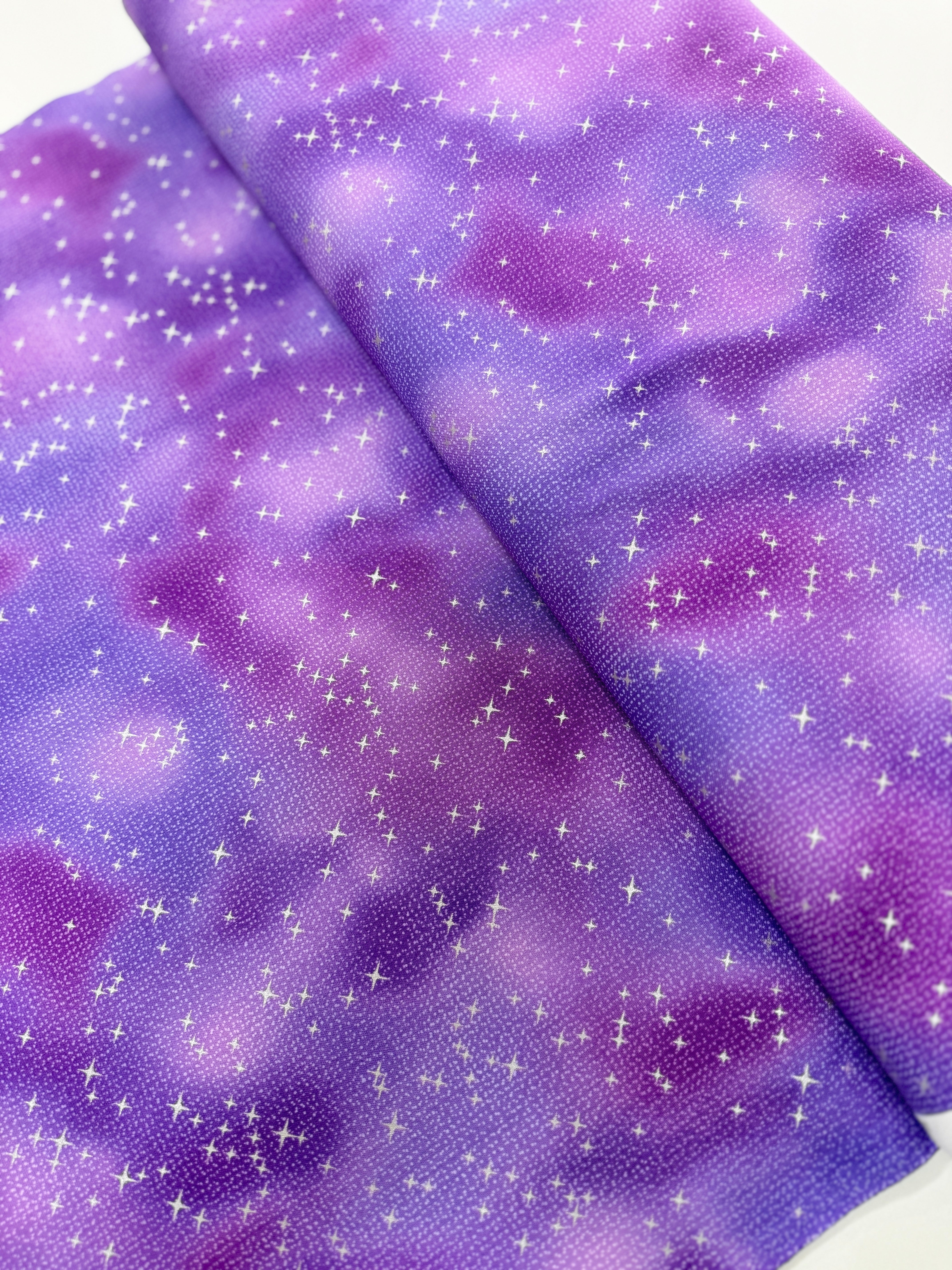 Mystic Moon - Stars Geranium Metallic Yardage